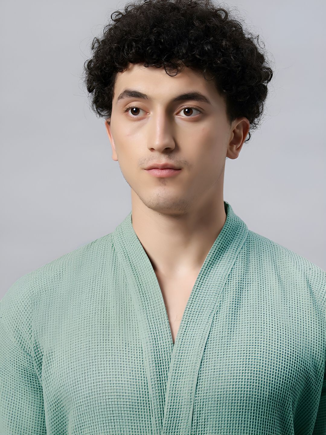 LacyLook Waffle Men Textured Pure Cotton Bath Robe