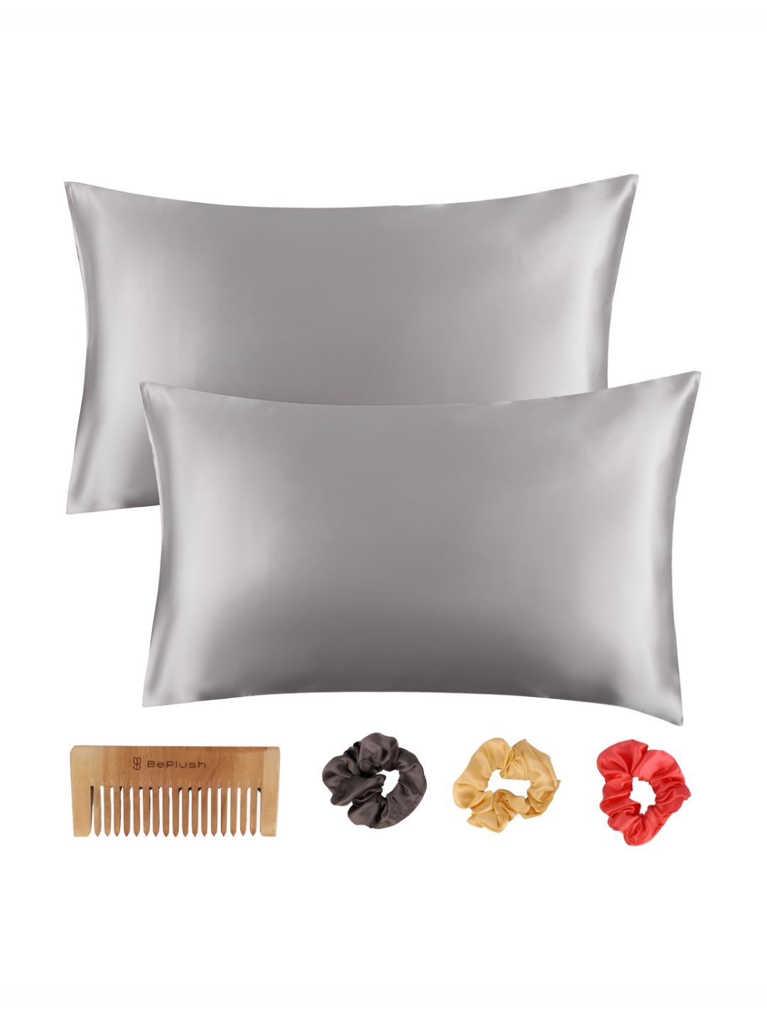 BePlush Grey 2 Pieces Pillow Cover With Scrunches Home Gift Set