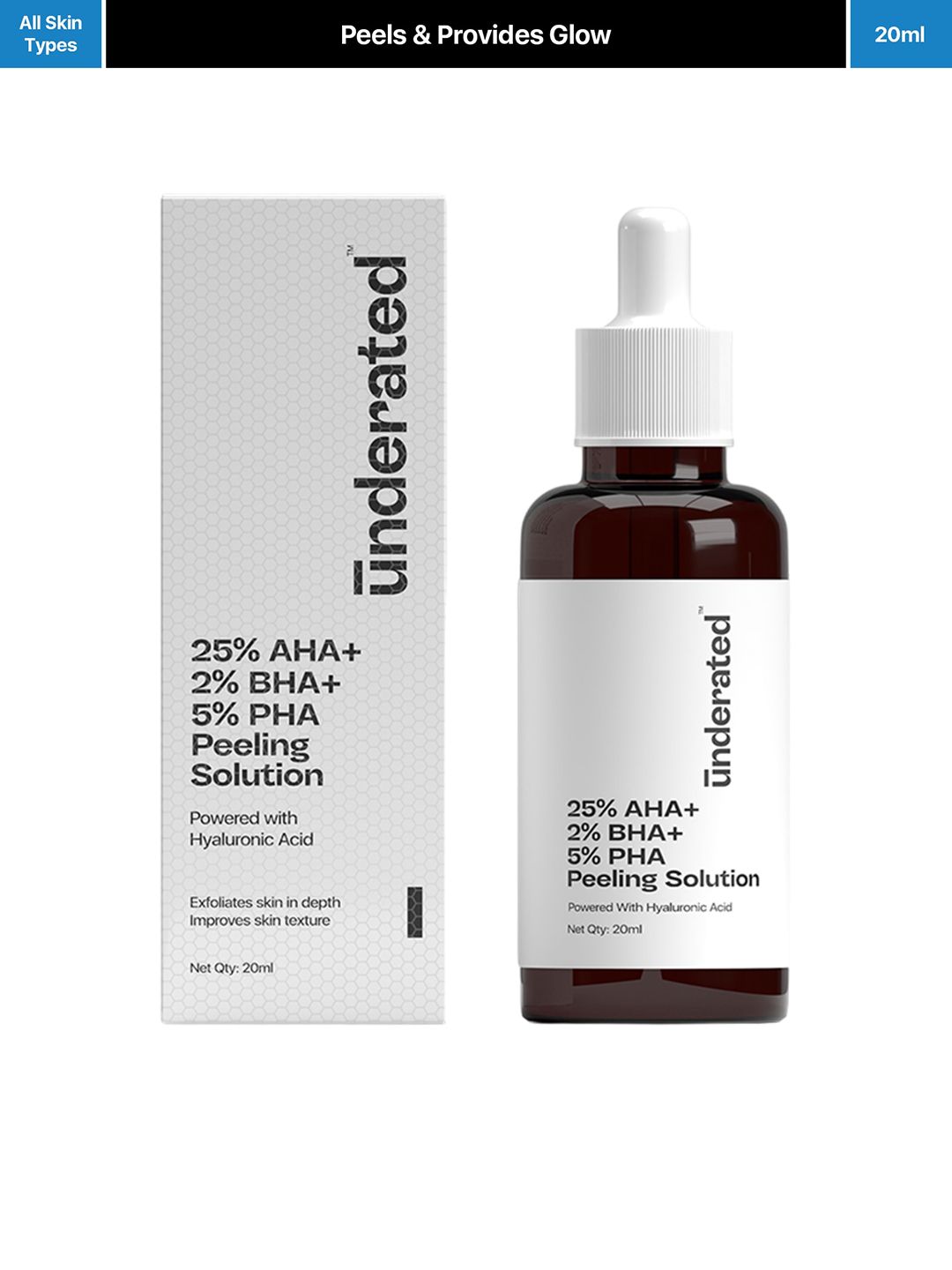 Underated 25% AHA, 2% BHA & 5% PHA Peeling Solution - 20ml
