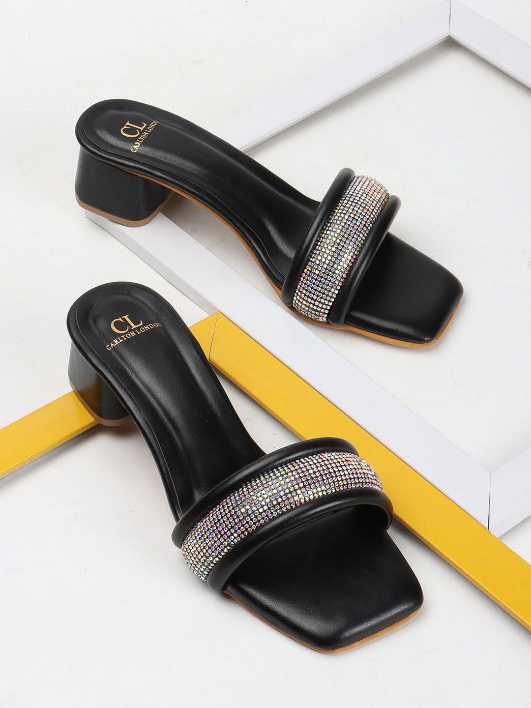 Carlton London Embellished Block Heel Sandal