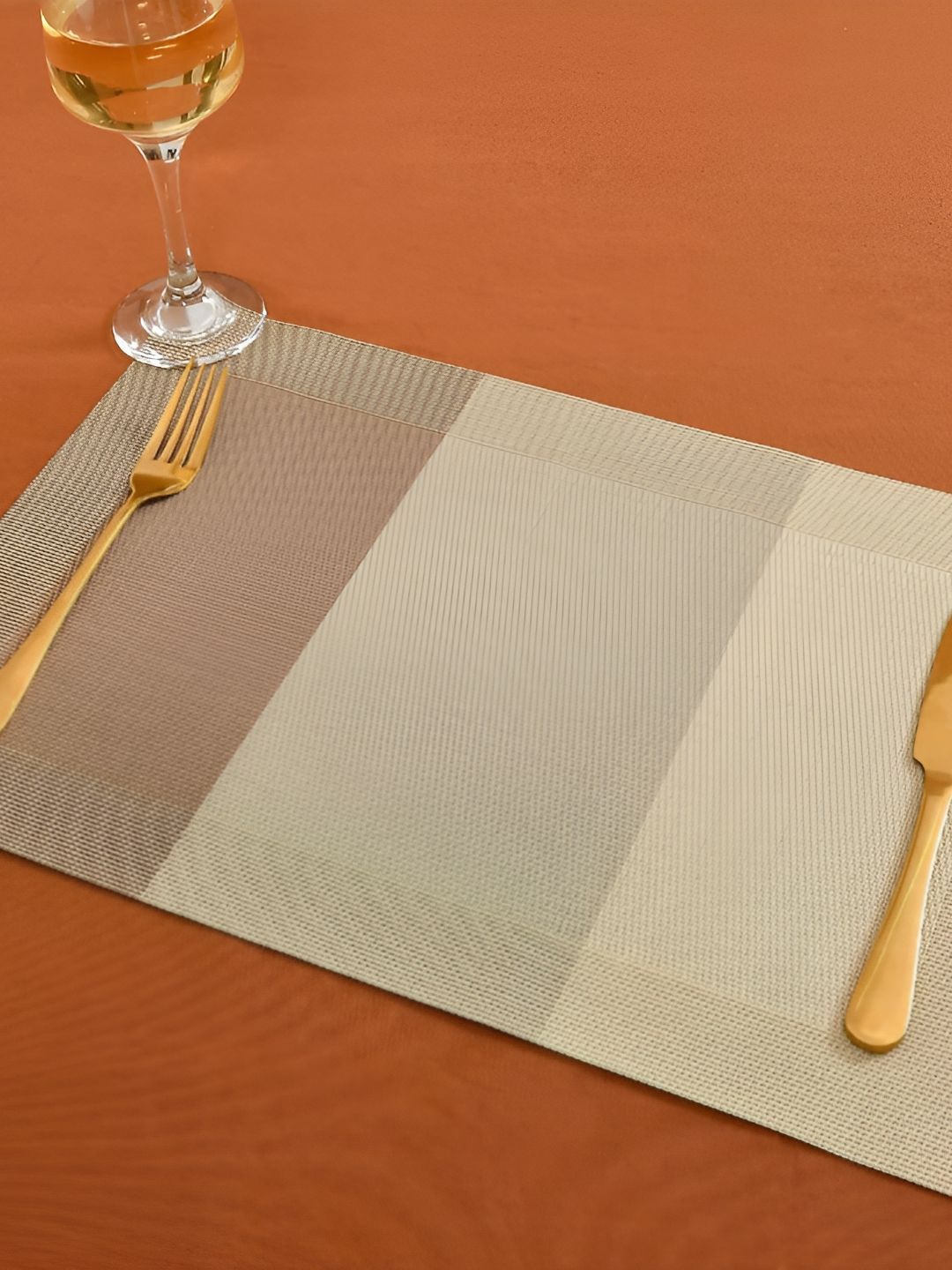 Yellow Weaves 6-Pcs Beige & Brown Colourblocked Table Placemats