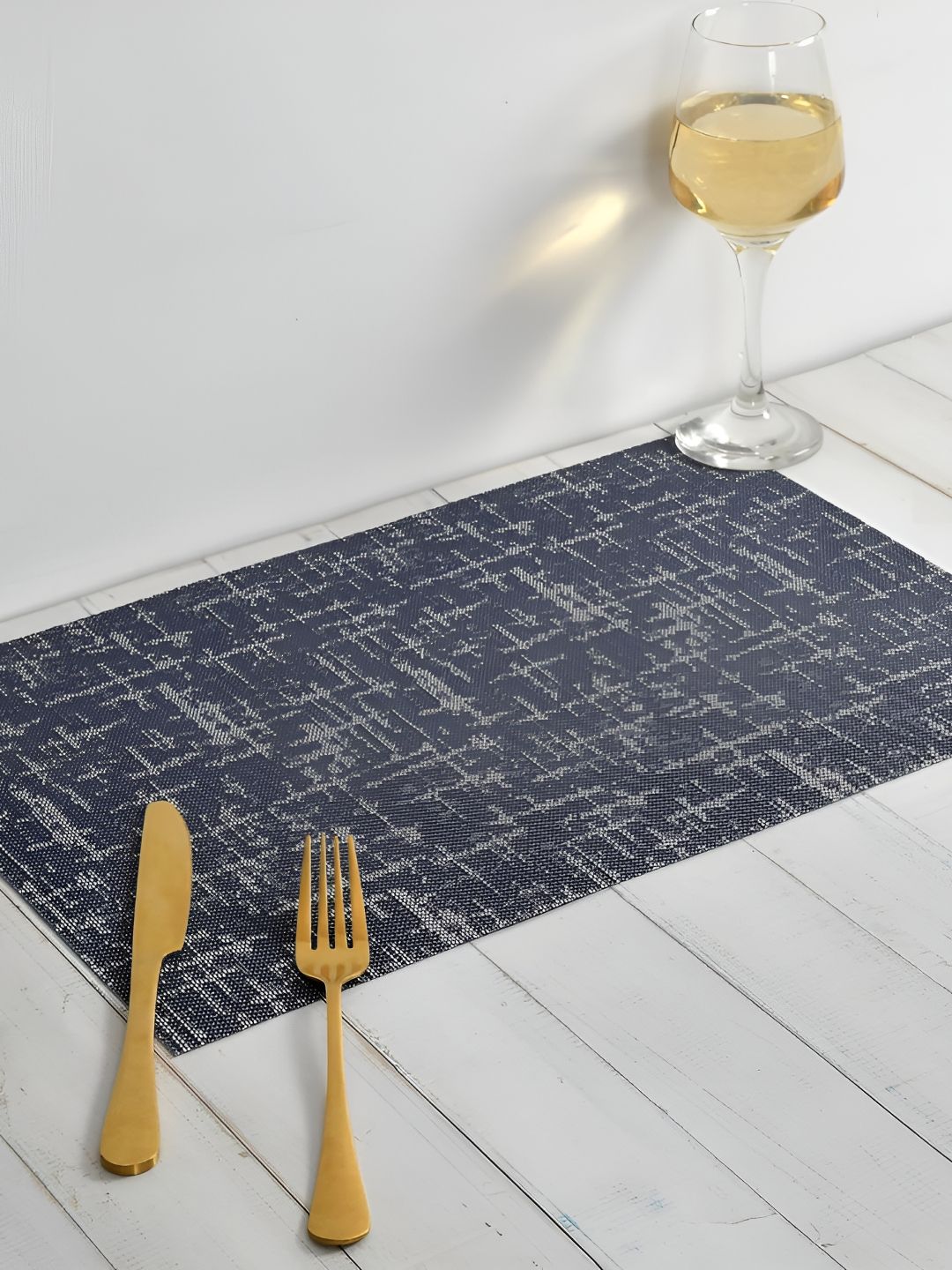 Yellow Weaves Blue 6 Pieces Printed Rectangle Table Placemats