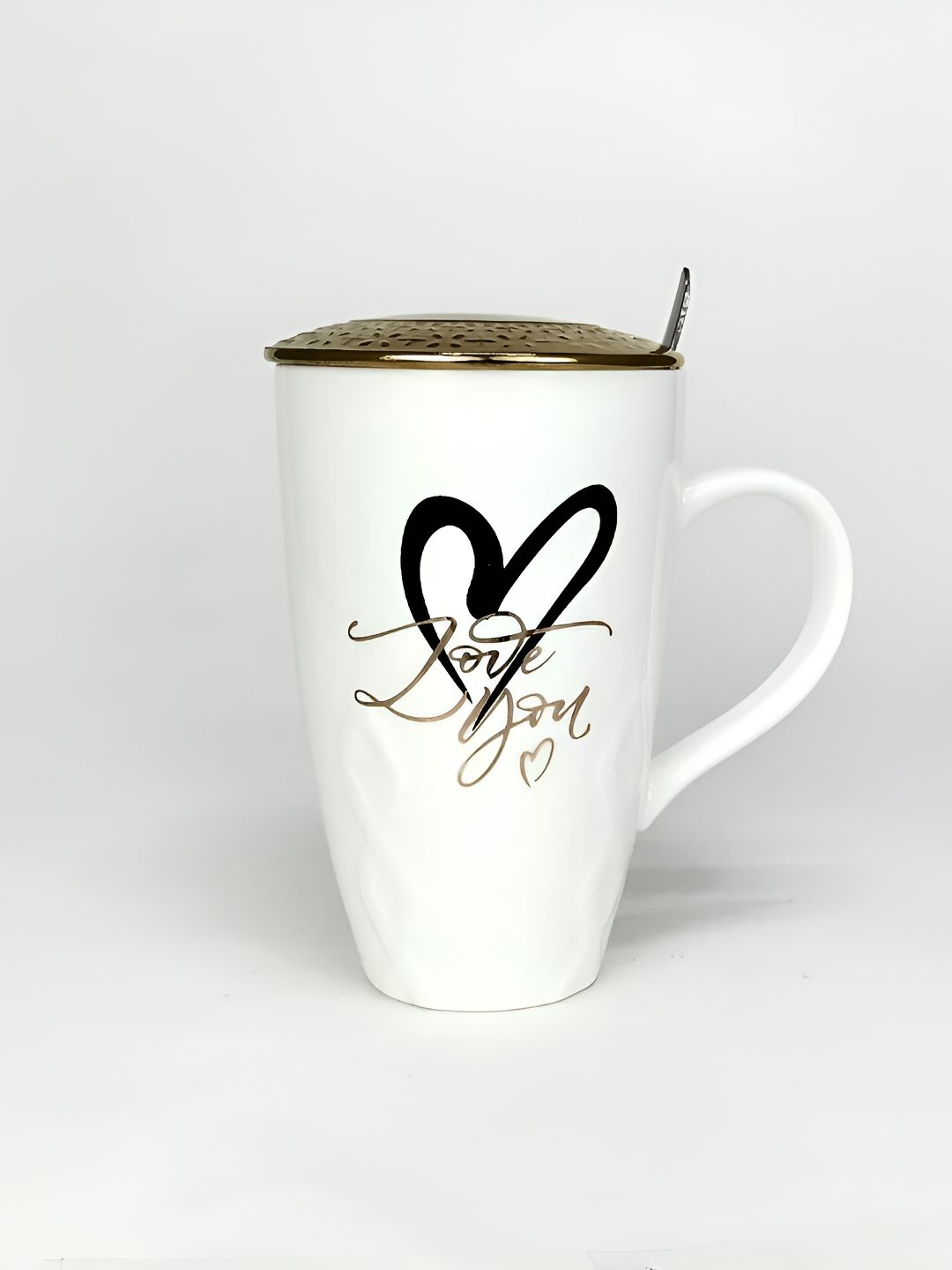 Giftii White & Black 3 Pieces Printed Ceramic Glossy Mugs 350 ml