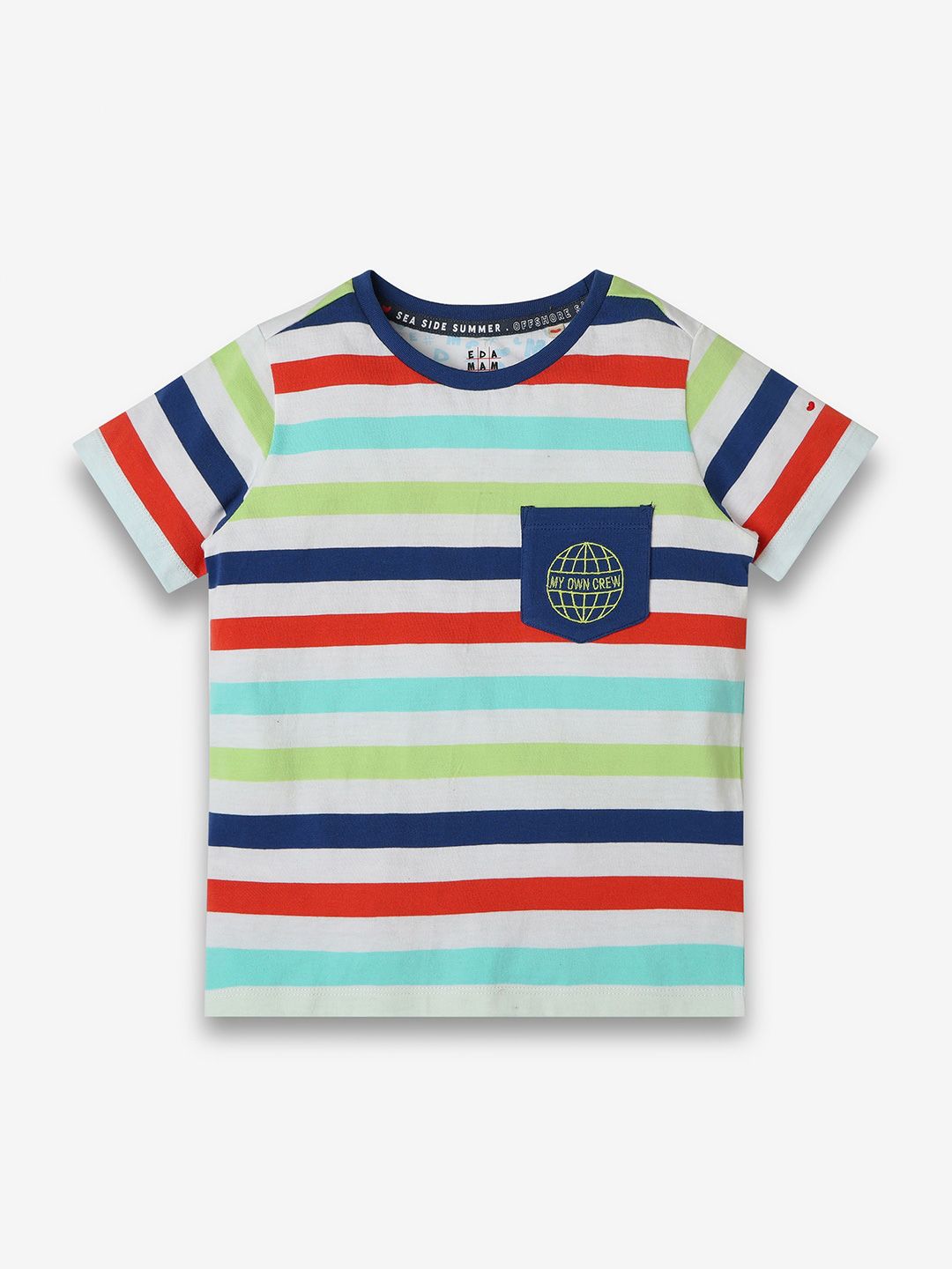 Ed-a-Mamma Boys Striped Bio Finish Pockets T-shirt