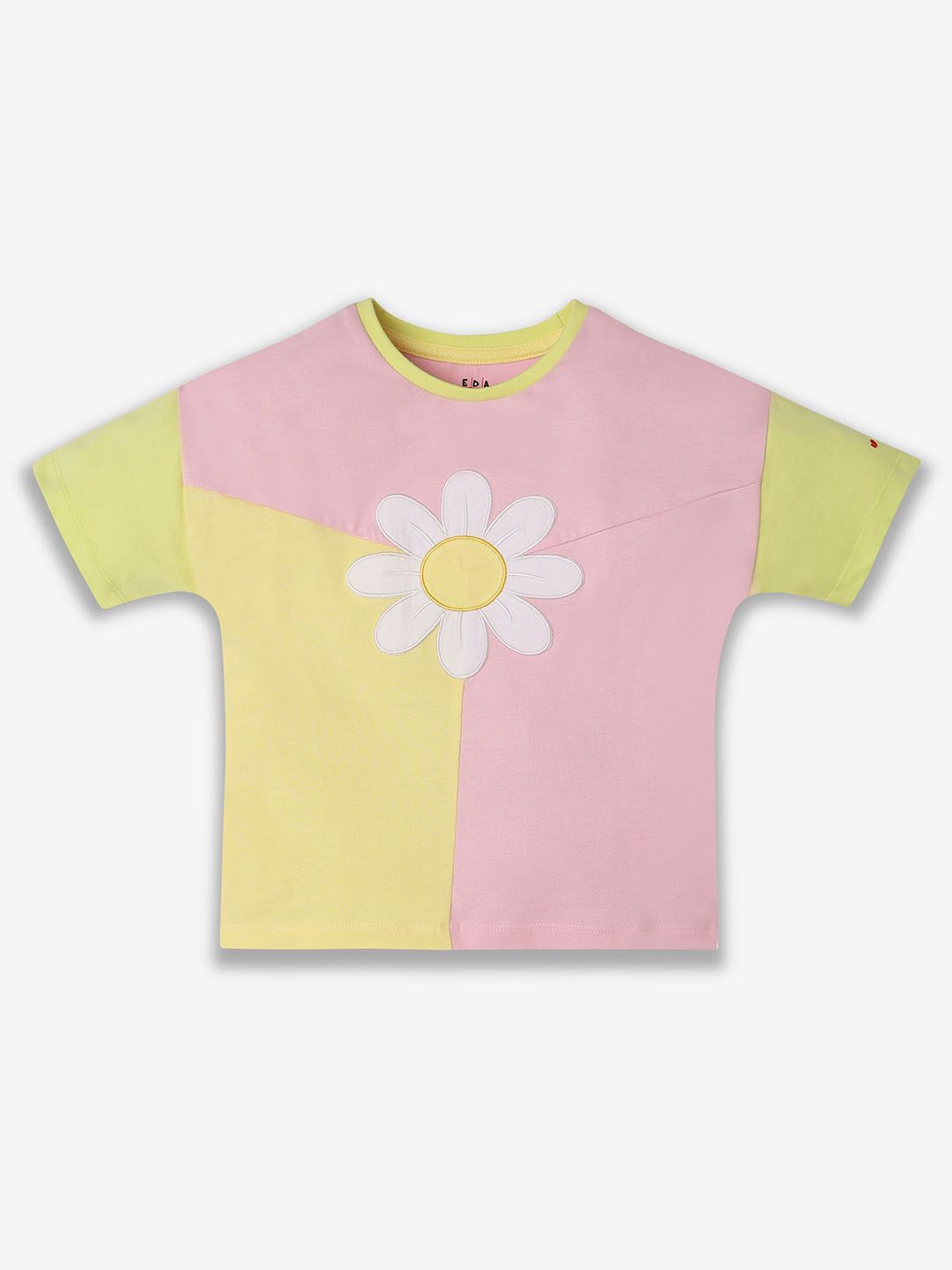 Ed-a-Mamma Girls Colourblocked Bio Finish Applique T-shirt