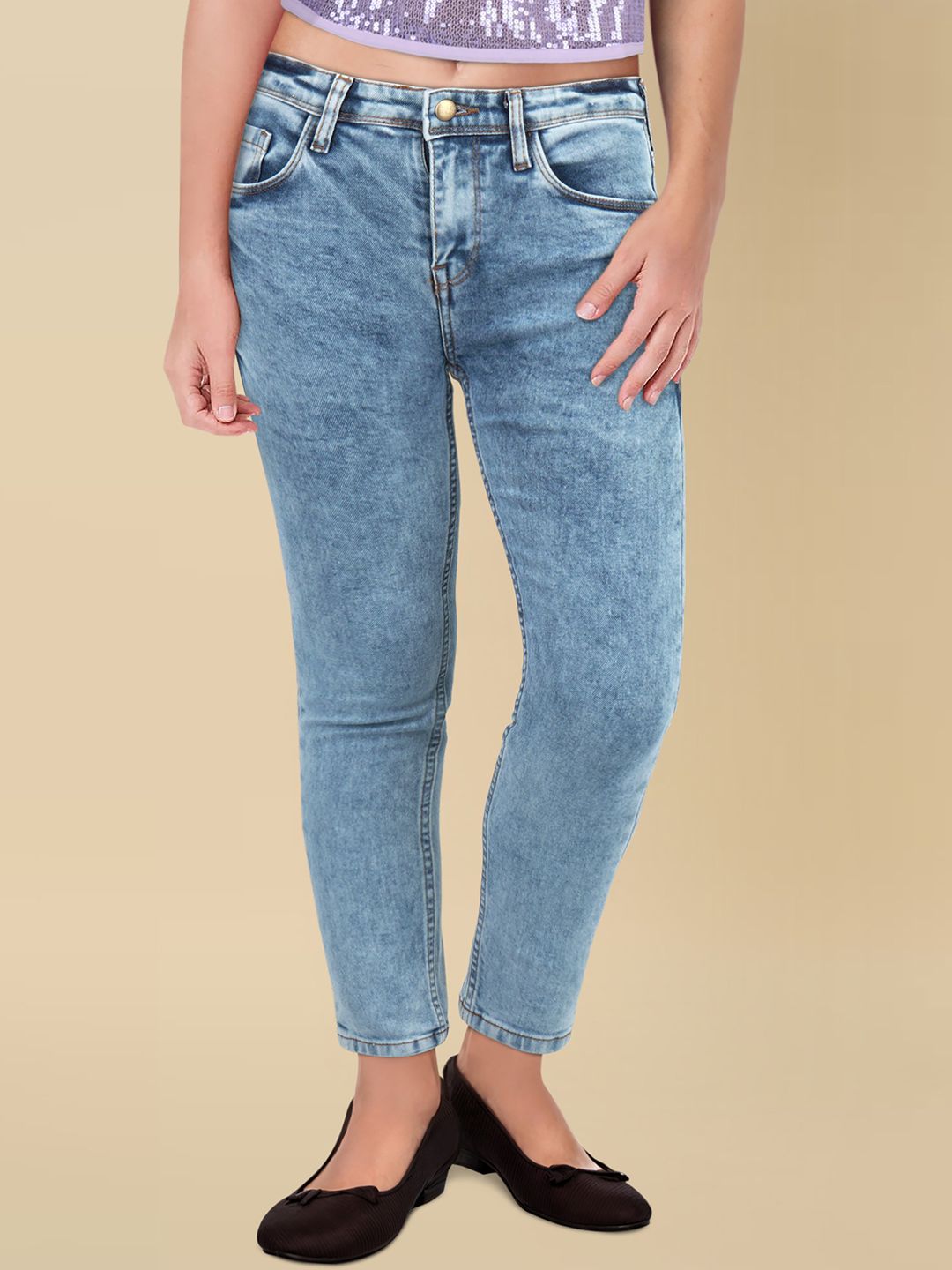 Allen Solly Junior Girls Mid-Rise Slim Fit Jeans