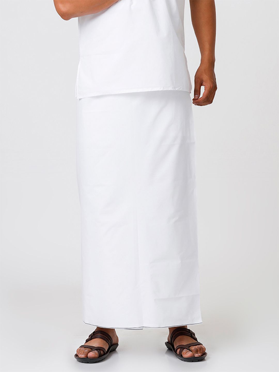 Ramraj Men Cotton White Solid Single Layer Dhoti Prayer Dhoti