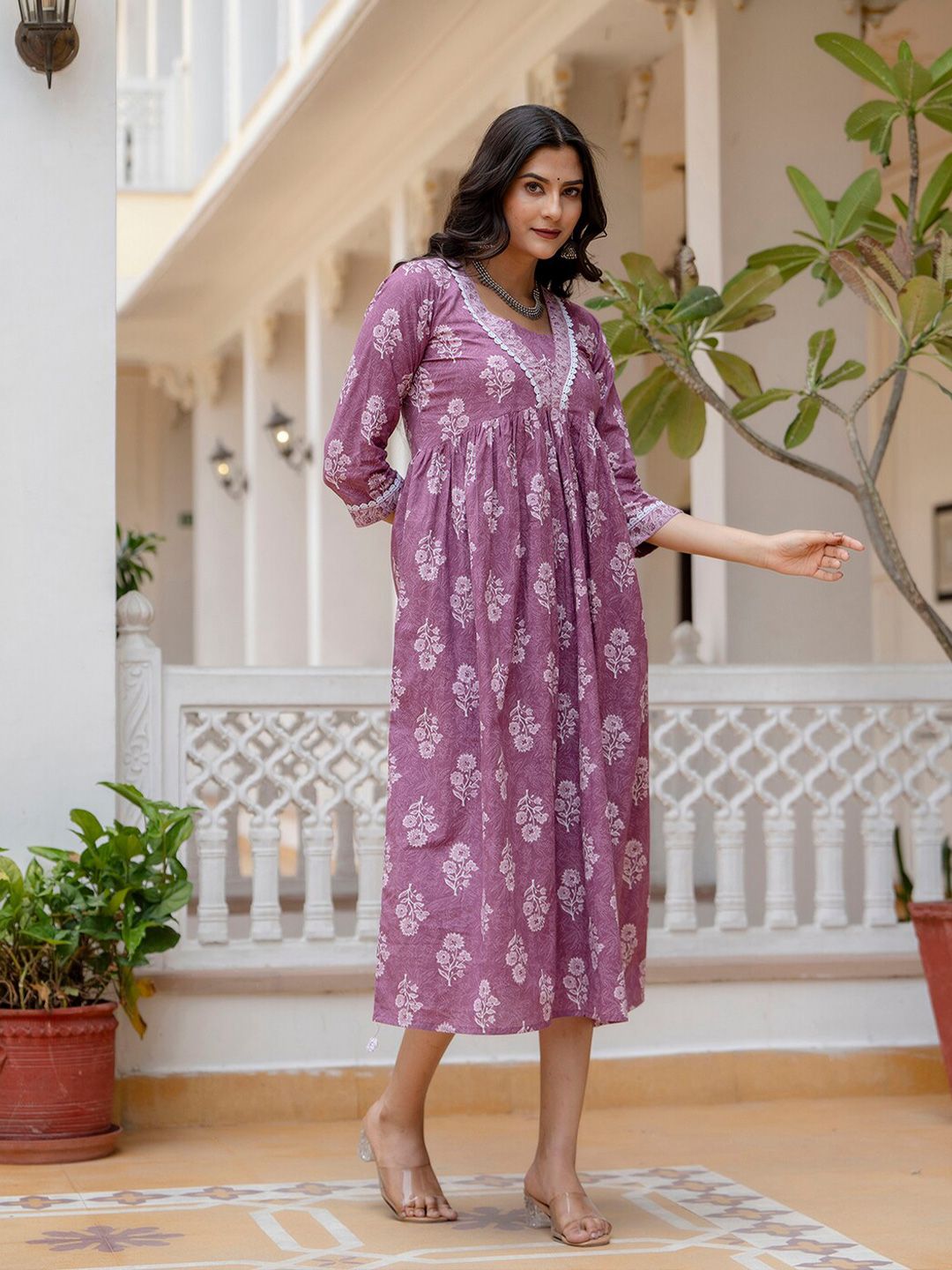 Buy Nayo Women Floral Print A-Line Midi Dress - Dresses for Women