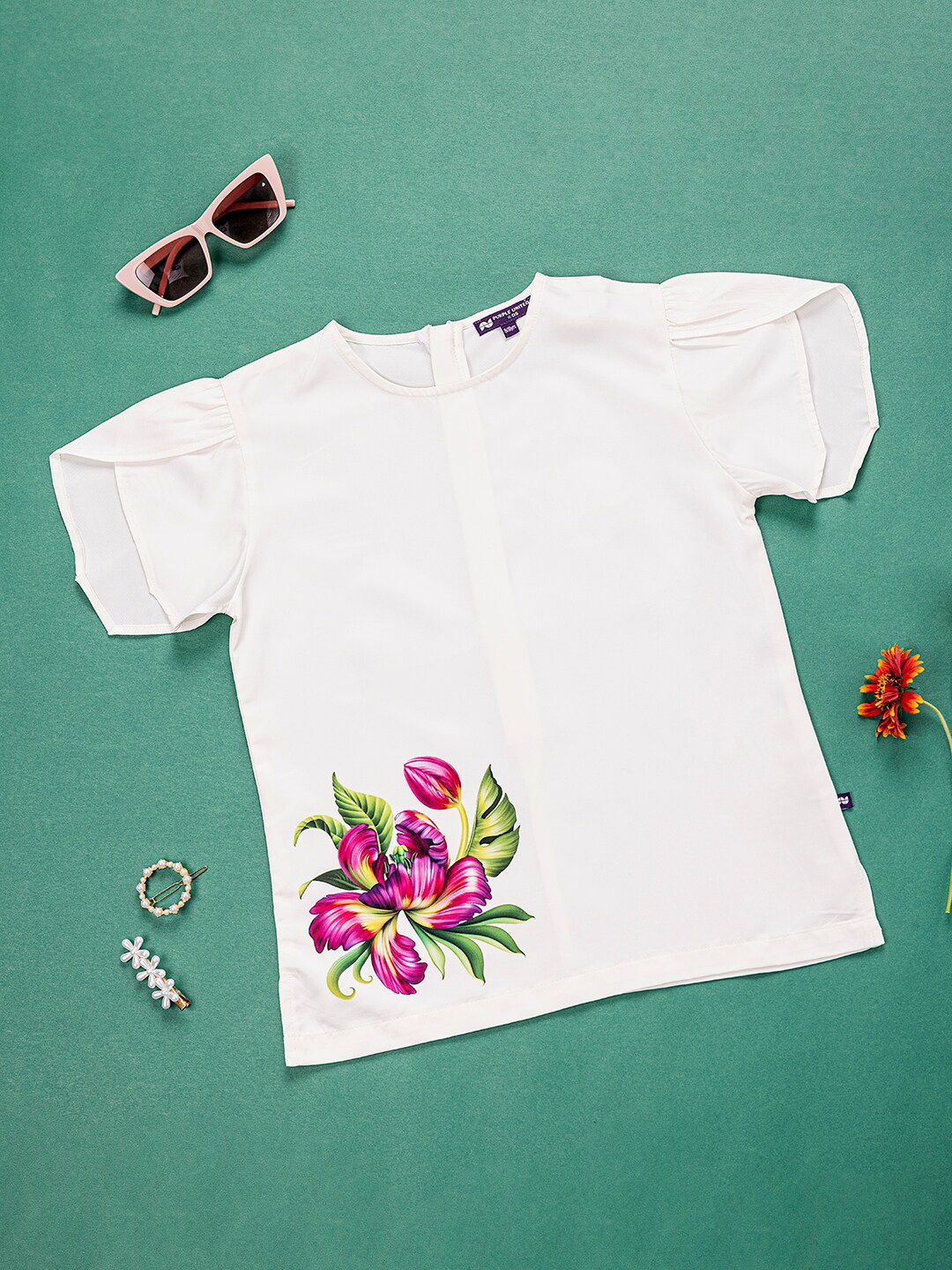 Purple United Kids Floral Cotton Top