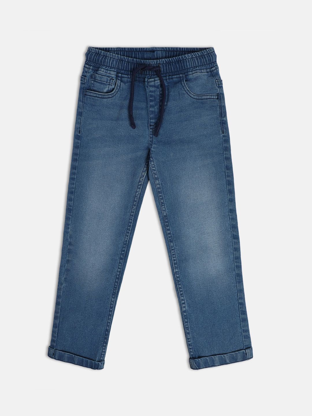 MINI KLUB Boys Mid-Rise Dark Shade Light Fade Clean Look Stretchable Jeans
