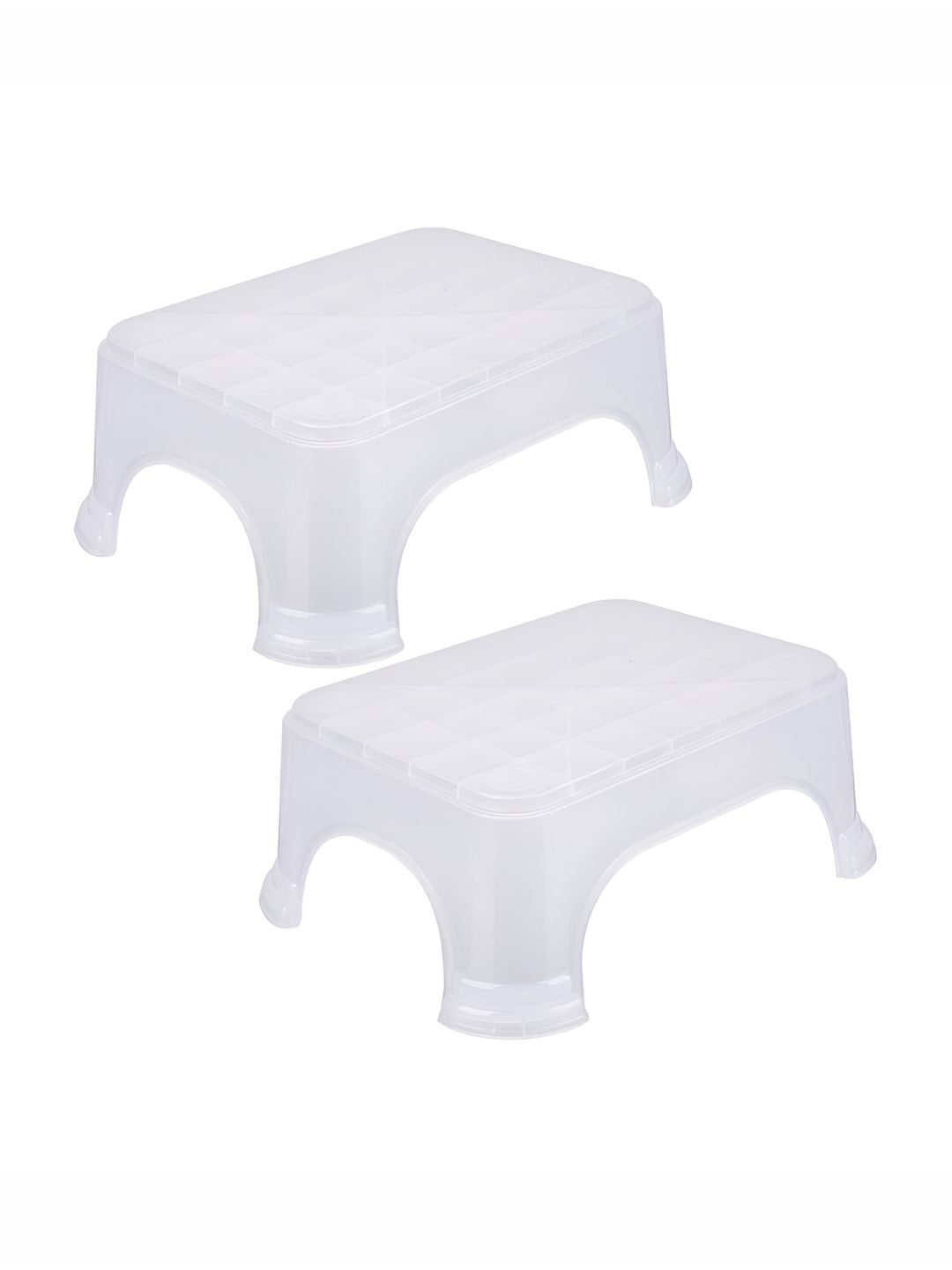 Kuber Industries Transparent 2 piece Abstract Plastic Step Stool