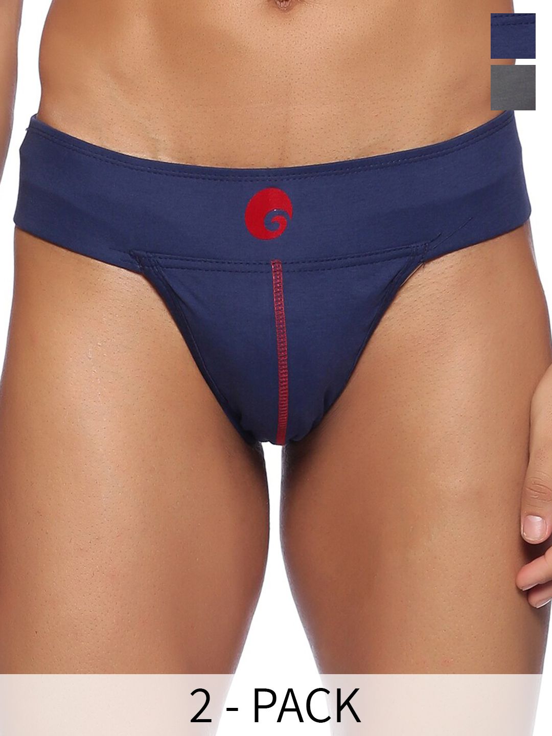 Omtex Pack Of 2 Neo Stretchable Cotton Basic Briefs Neo-BC-Supt-Nvy-Gry-XS-P2