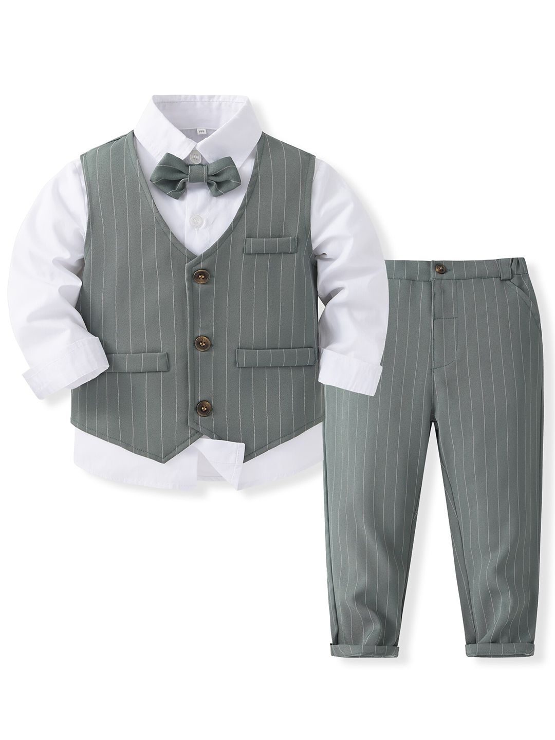 StyleCast x Revolte Boys Grey & White Shirt Collar Shirt with Trousers