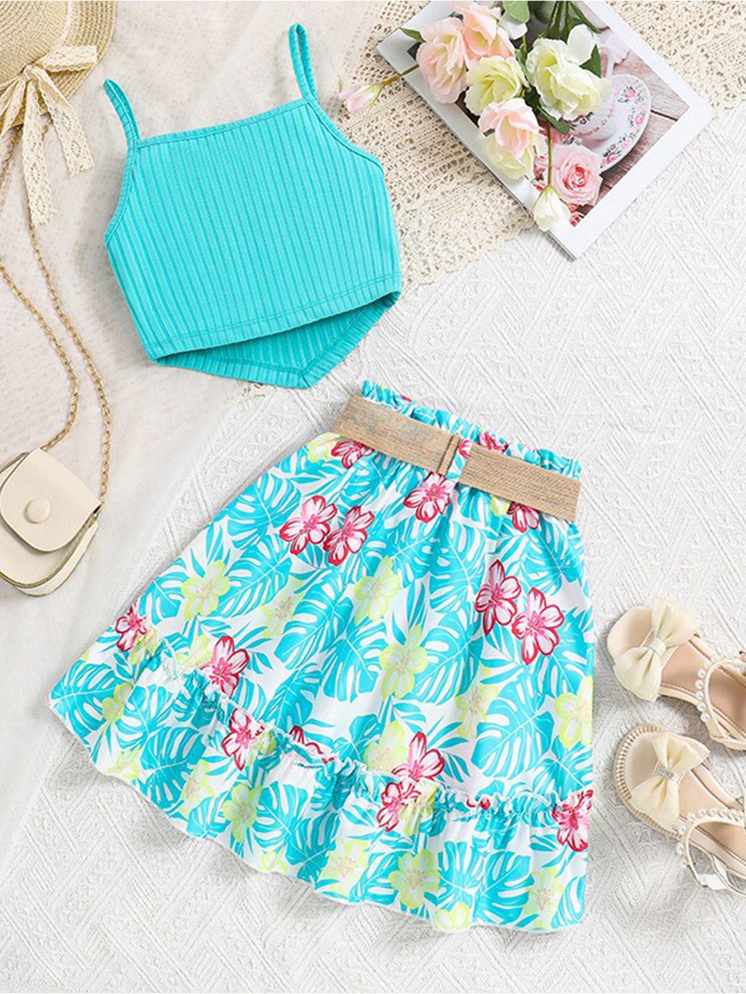 StyleCast x Revolte Girls Blue Top with Skirt