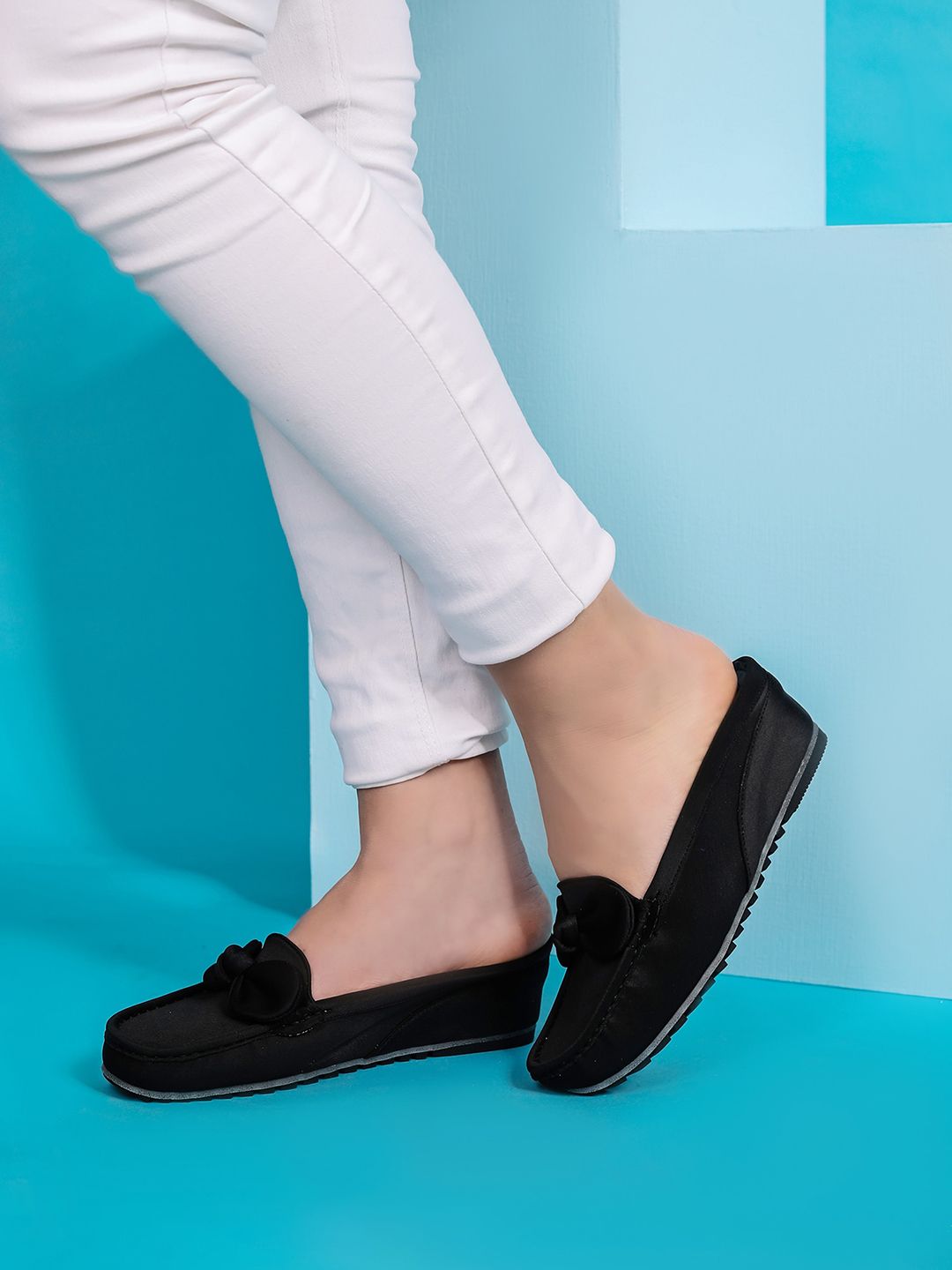 Shezone Bow Detail Round Toe Wedges