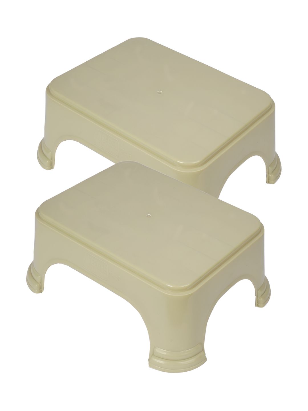 Kuber Industries Beige 2 piece Solid Plastic Step Stool