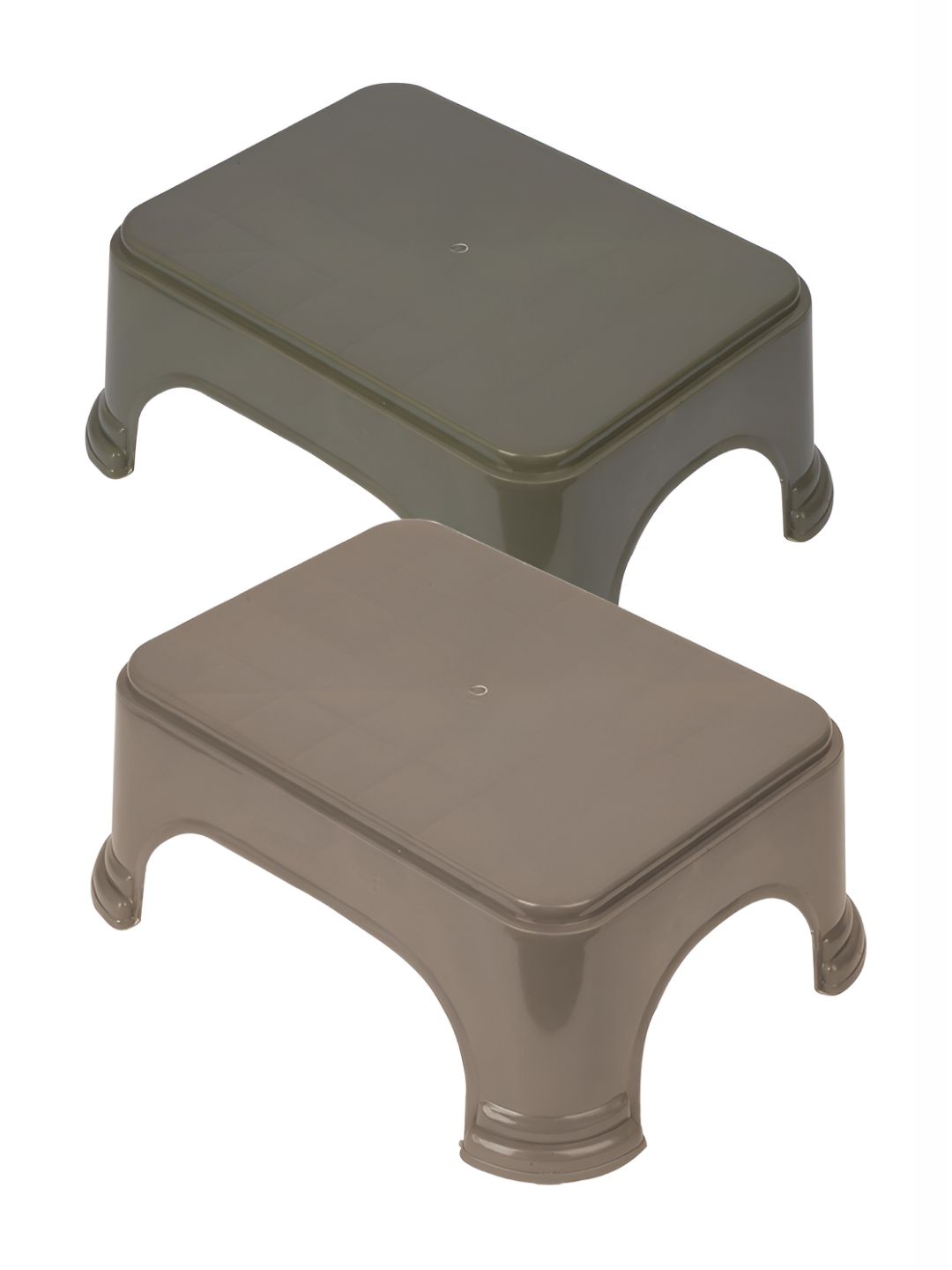 Kuber Industries Brown & Grey 2 piece Solid Plastic Bath Accessories Set