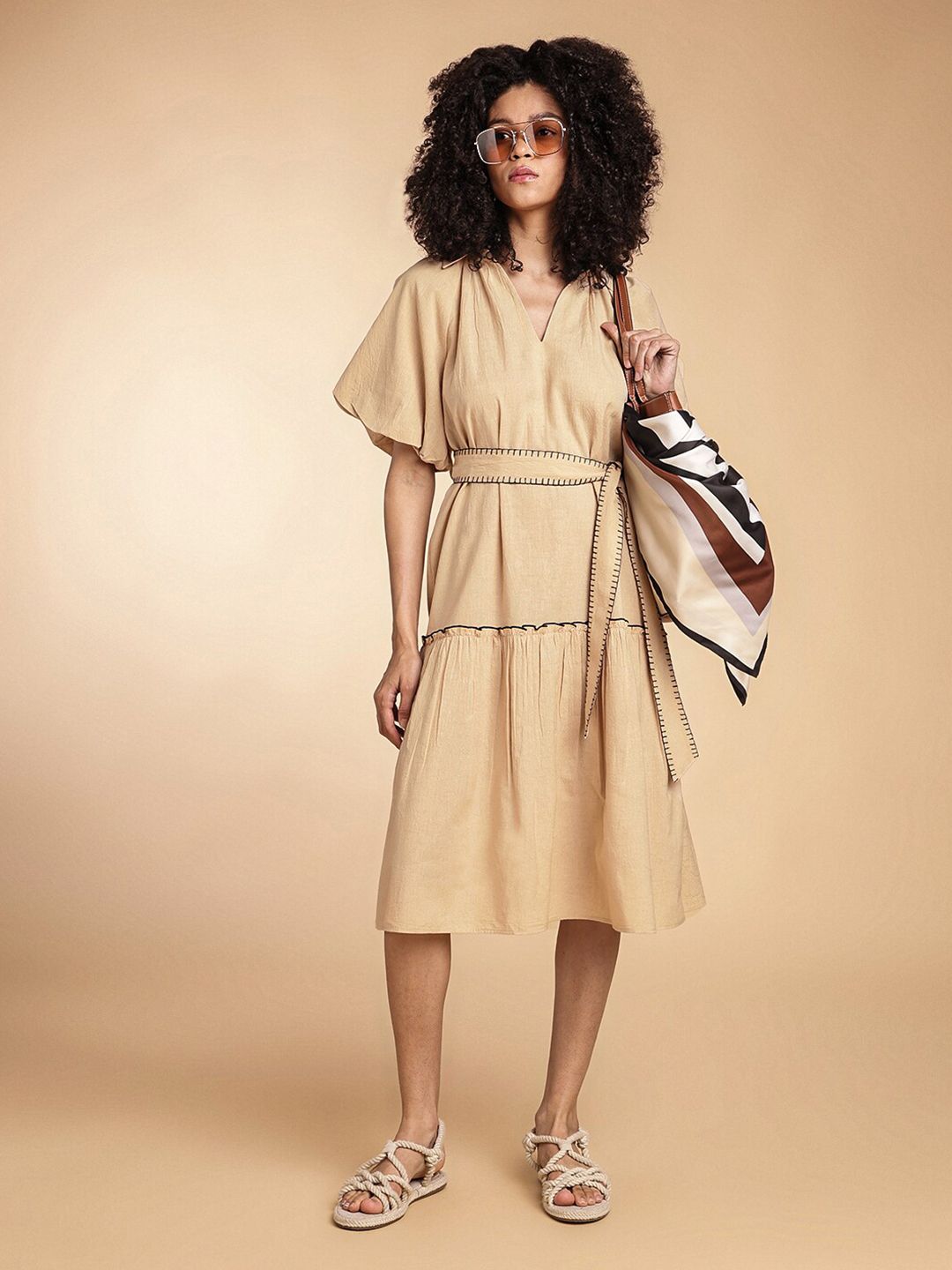 Buy H&M Cotton Flared Bottom Midi Dress - Dresses for Women 28940462 |  Myntra