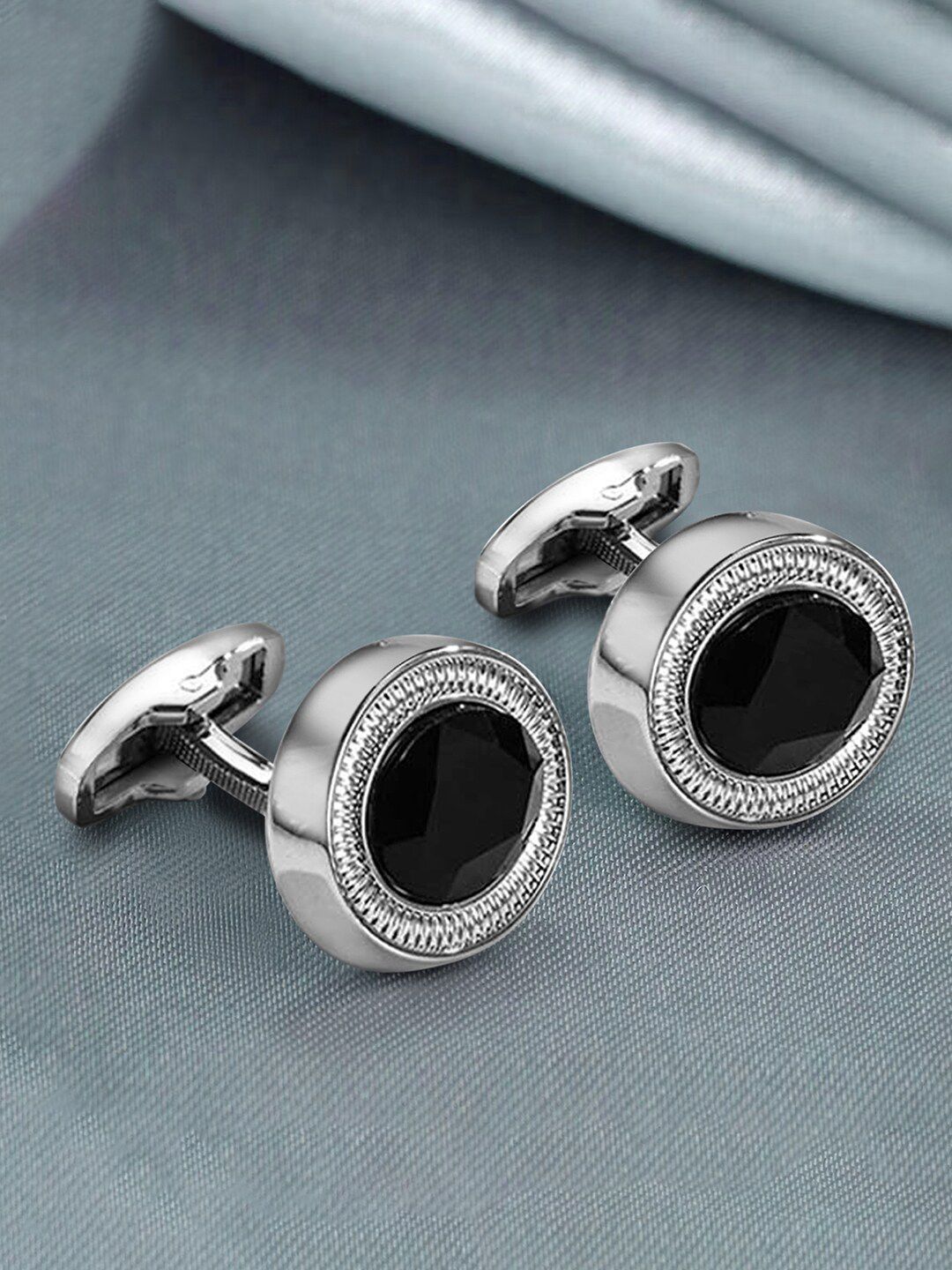 Peora Silver-Plated Round Shape Formal Cufflink