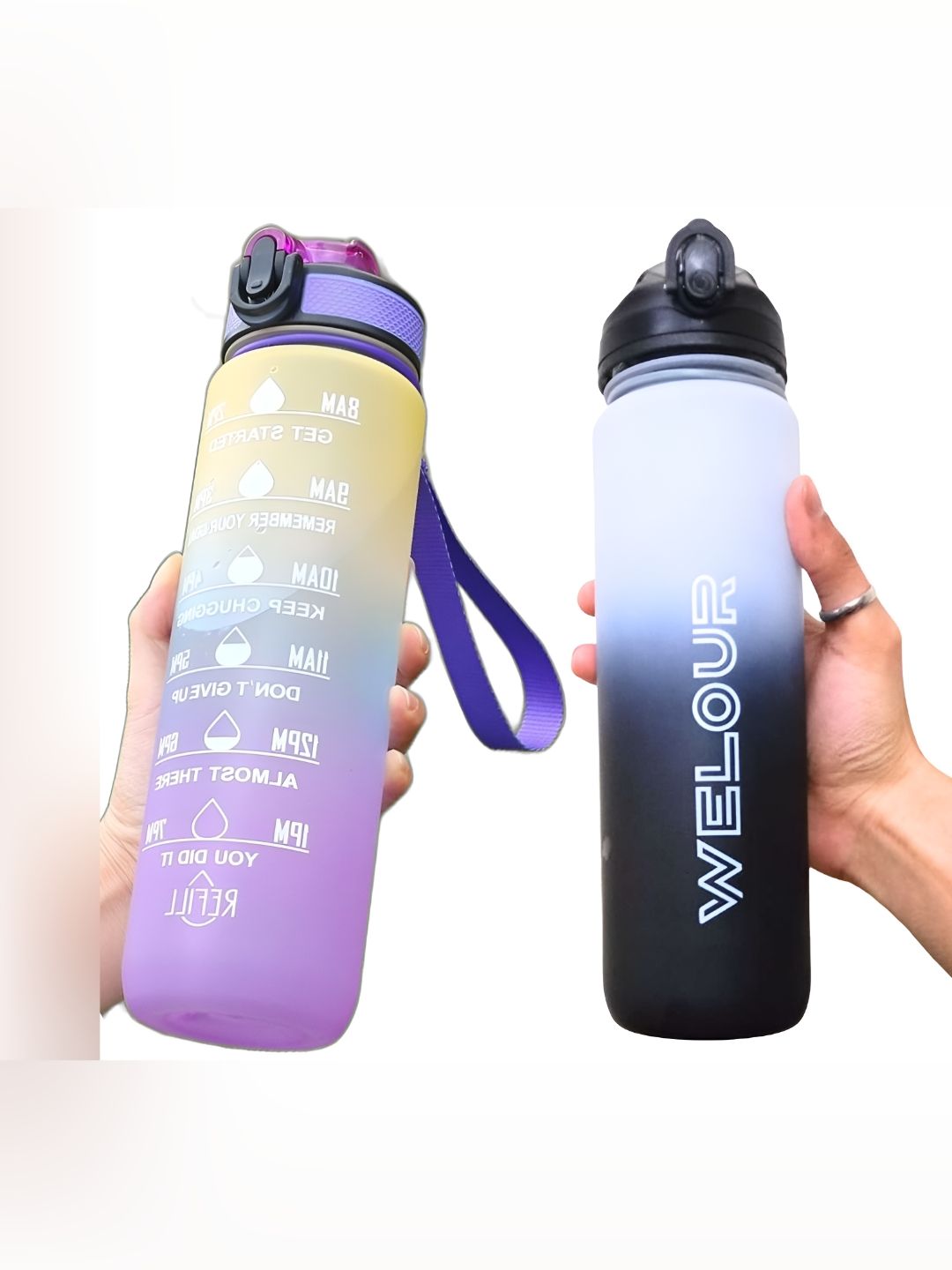 WELOUR Purple Colourblocked Plastic Lockable Lid 2 Piece Sipper - 1L