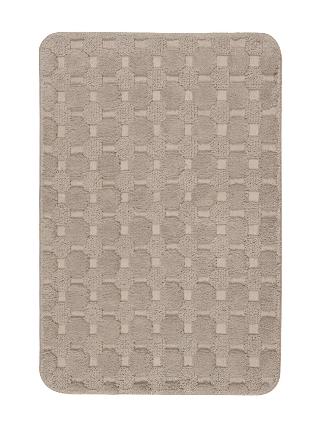 Saral Home Beige Textured 1000 GSM Anti-Skid Bath Rug