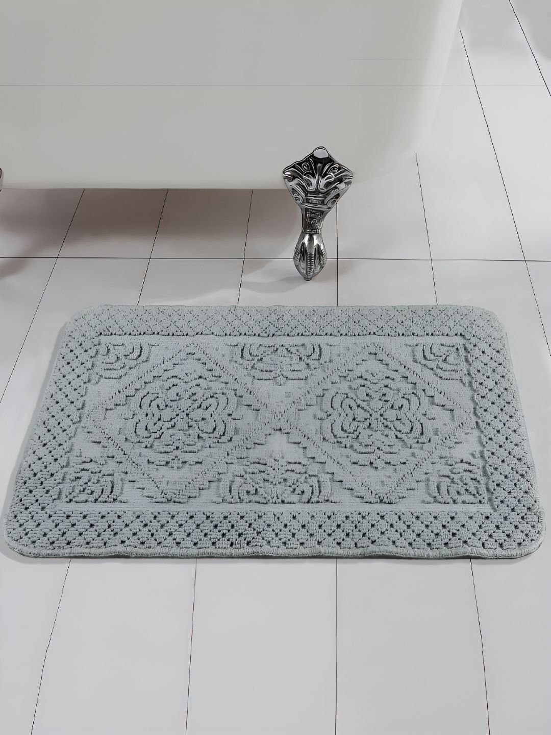 Saral Home KAKU Grey 1000 GSM Cotton Antiskid Bathmat