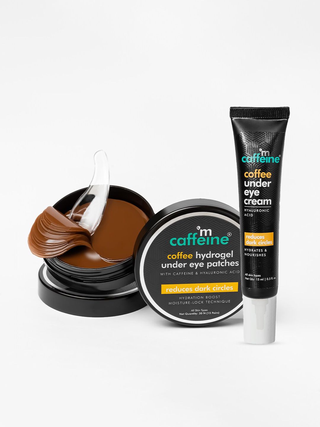 MCaffeine Coffee Eye Patch 15 Pair & Coffee Under Eye Cream tube-15ml