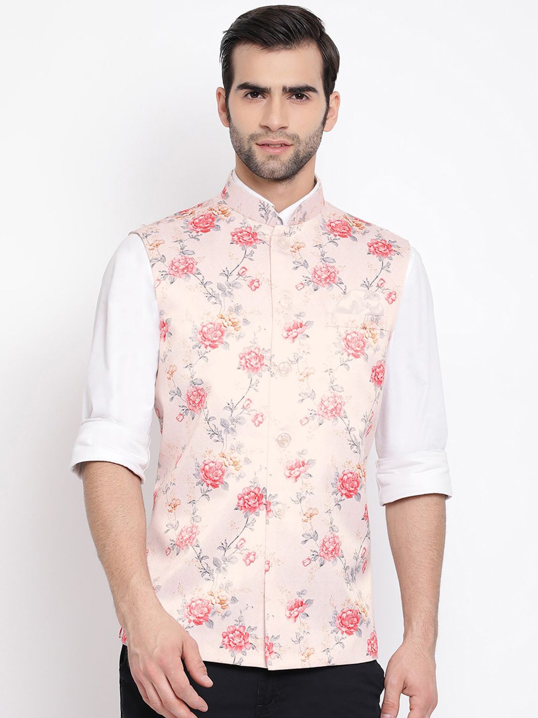 VASTRAMAY Printed Nehru Jacket