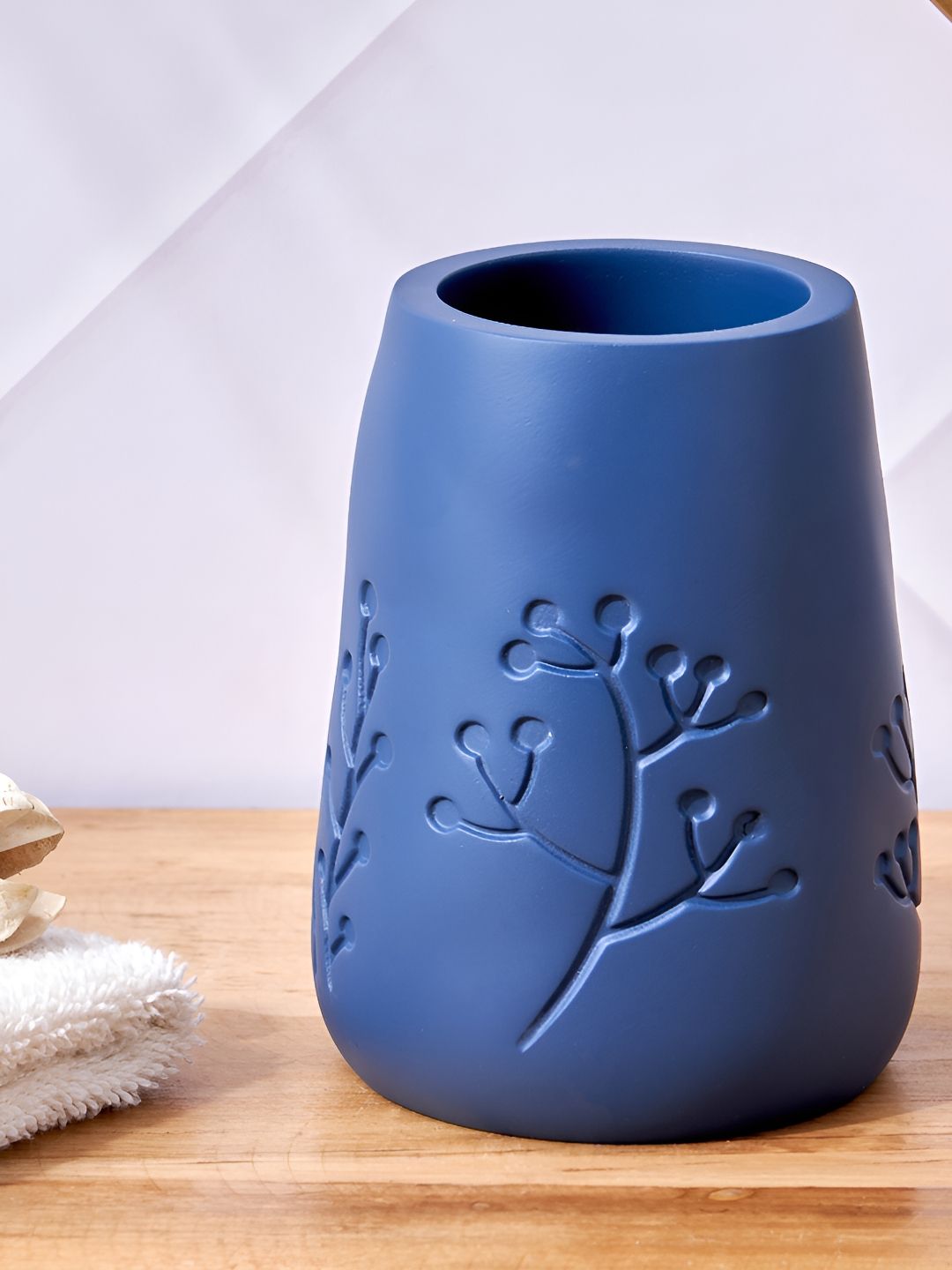 Home Centre Blue Textured Toothbrush Holder