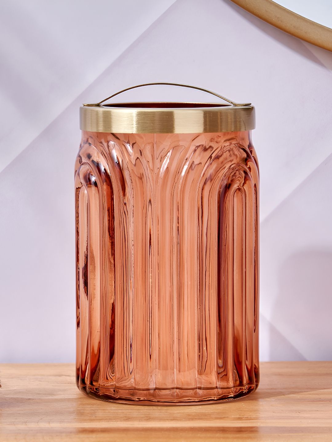 Home Centre Brown & Gold-Toned Textured Glass Toothbrush Holder