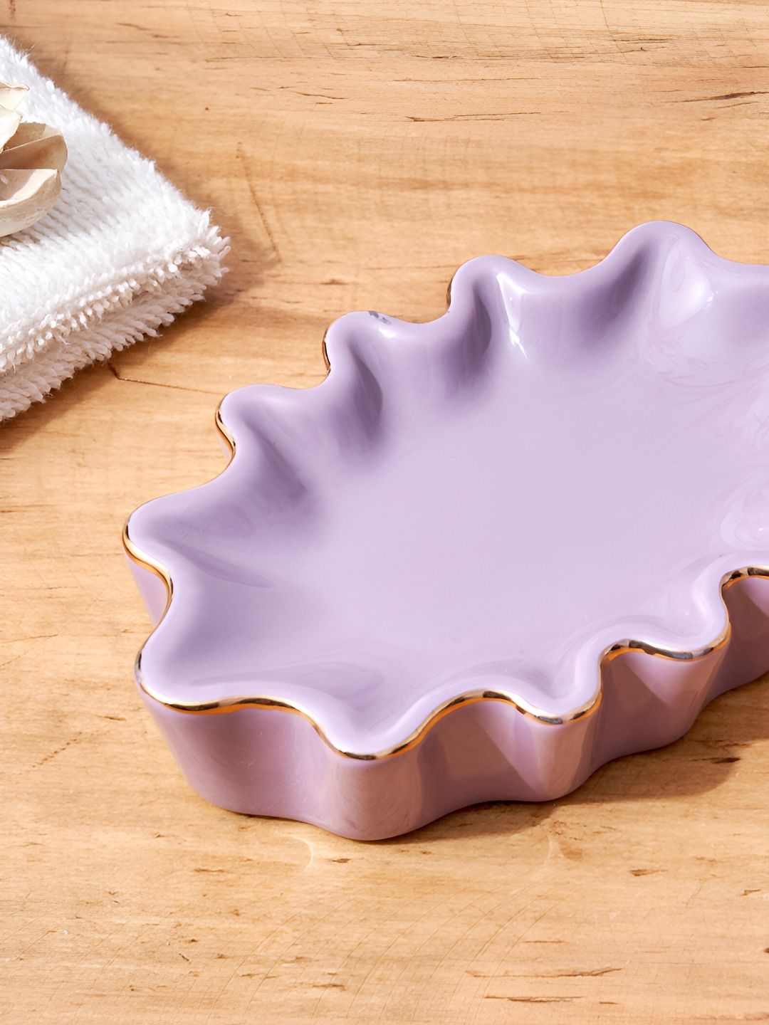 Home Centre Purple Ceramic Matte Soap Dish