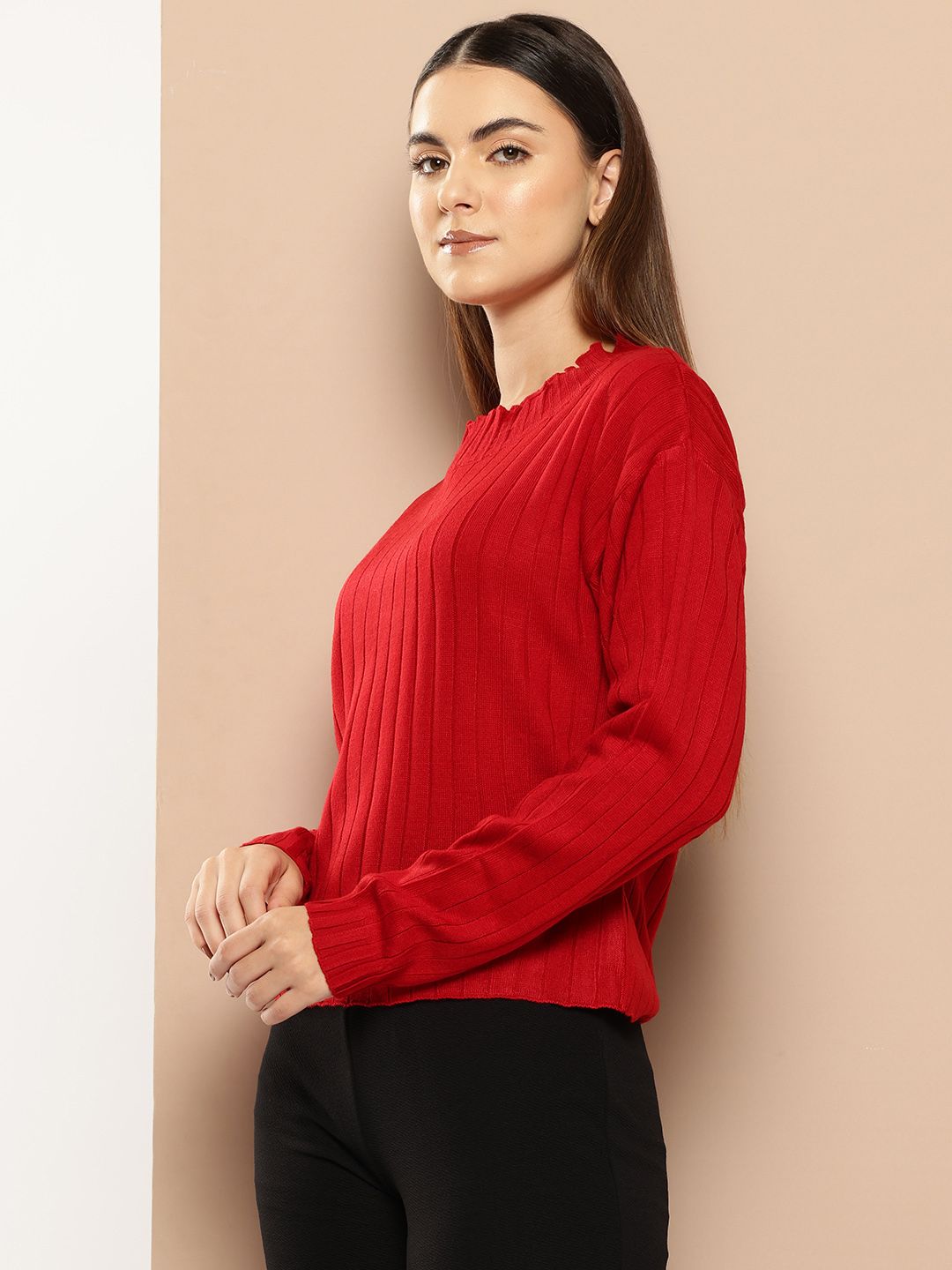 her by invictus Ribbed Pure Acrylic Pullover