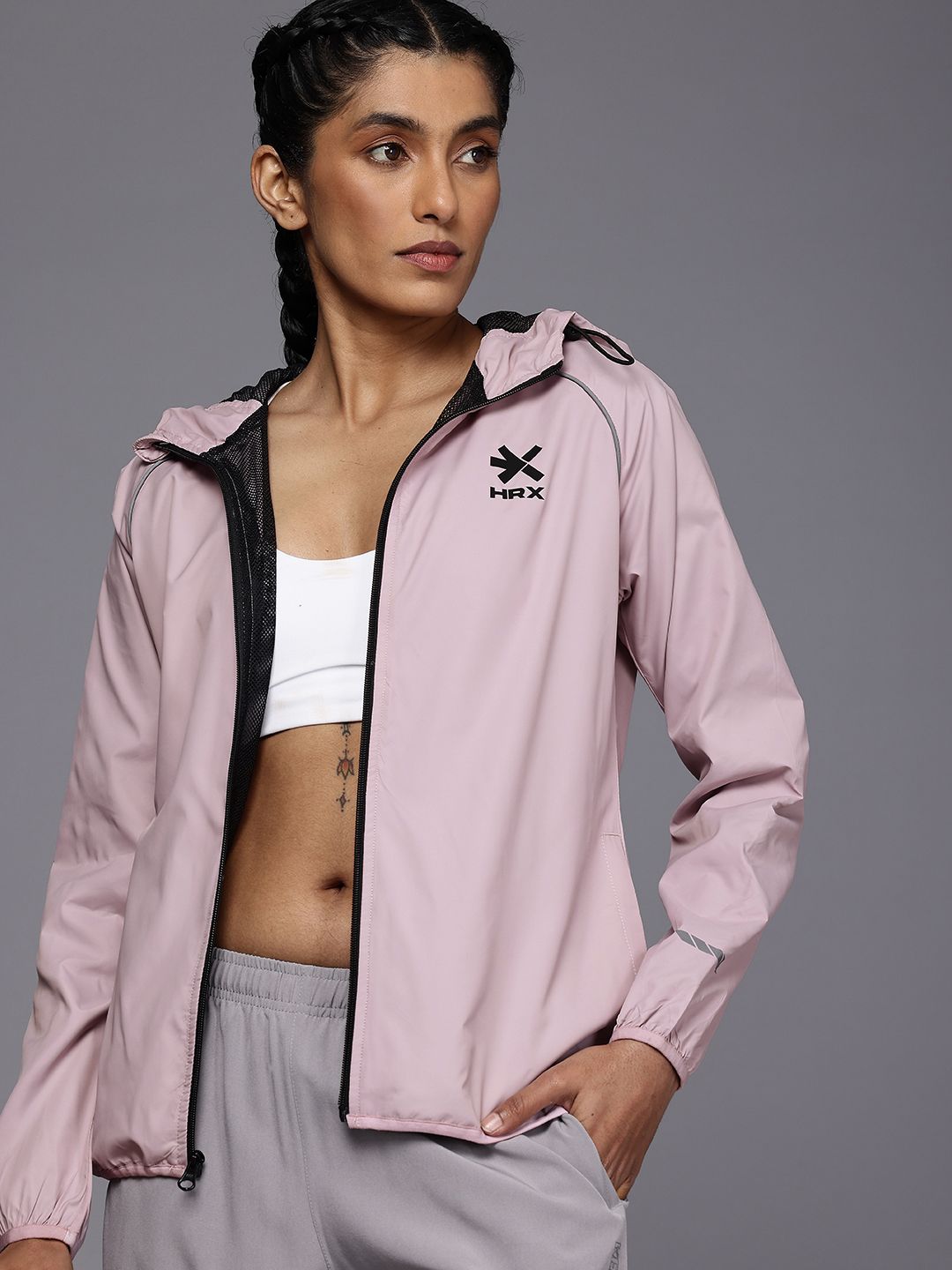 HRX by Hrithik Roshan HRX by Hrithik Roshan Rapid-Dry Antimicrobial Running Hooded Sporty Jacket