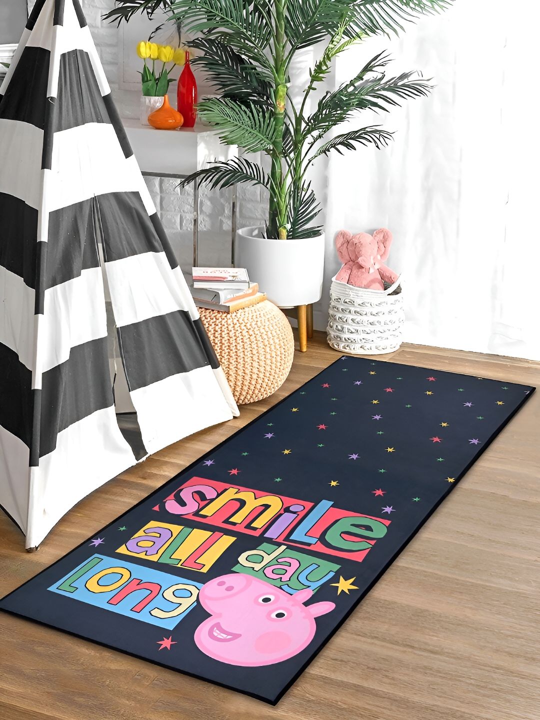 Saral Home Saral Home Black & Pink Printed Rectangular Non Slip Yoga Mat