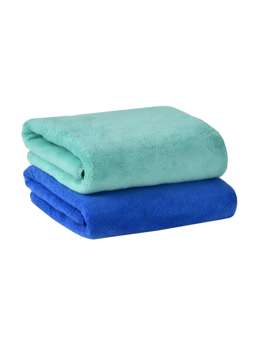 Yellow Weaves Blue & Green 2 Pieces 400 GSM Quick-Dry Hand Towels