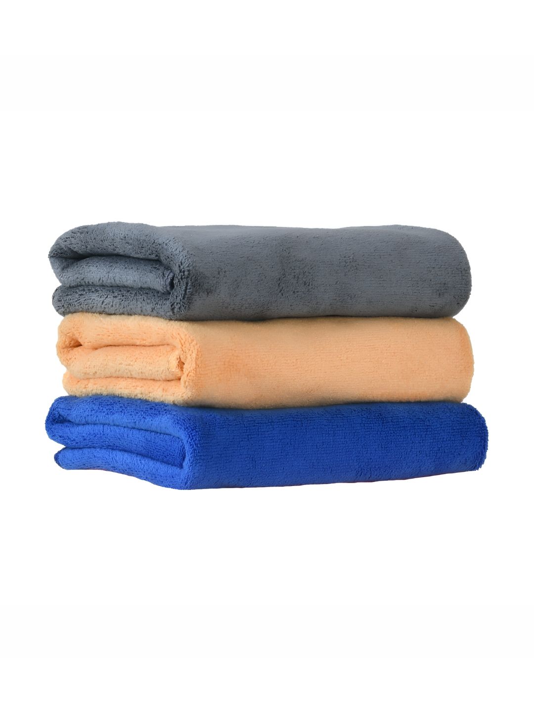 Yellow Weaves Grey & Blue 3 Pieces 400 GSM Quick-Dry Hand Towels