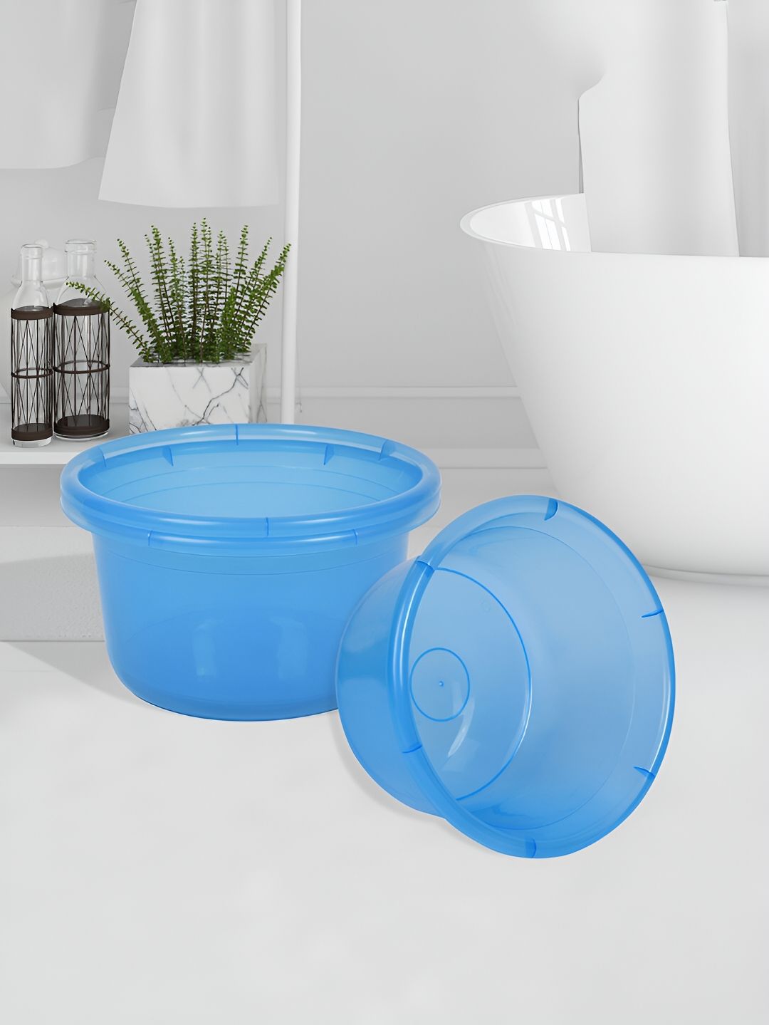 Kuber Industries Blue 3 Pieces Classic Bath Accessories Set