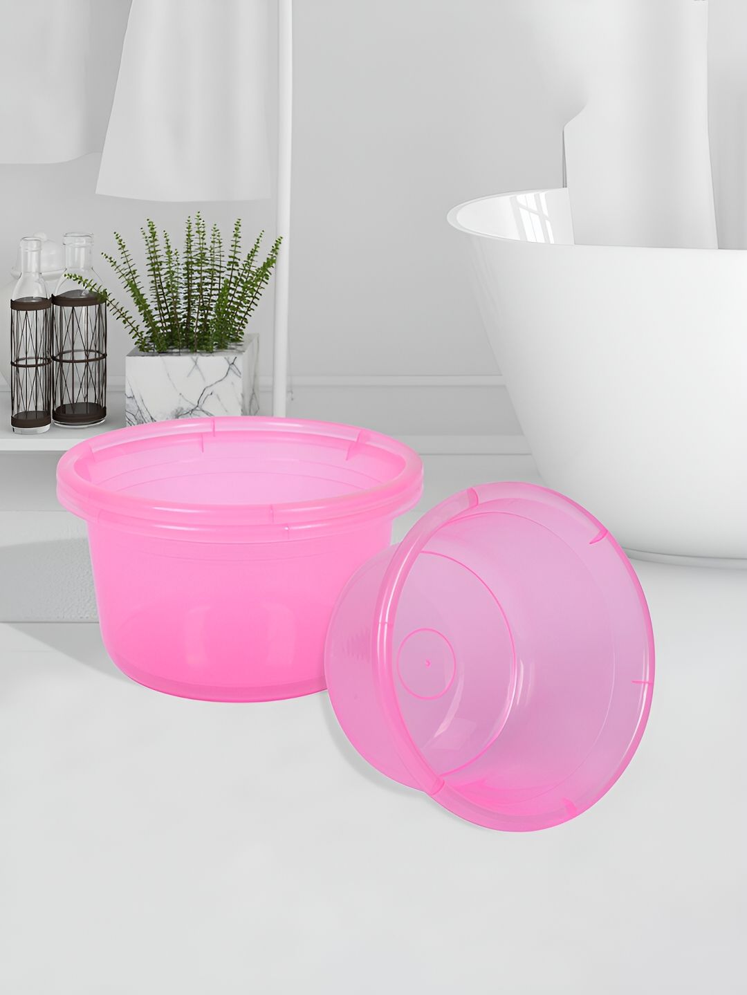 Kuber Industries Pink 3 Pieces Classic Bath Accessories Set