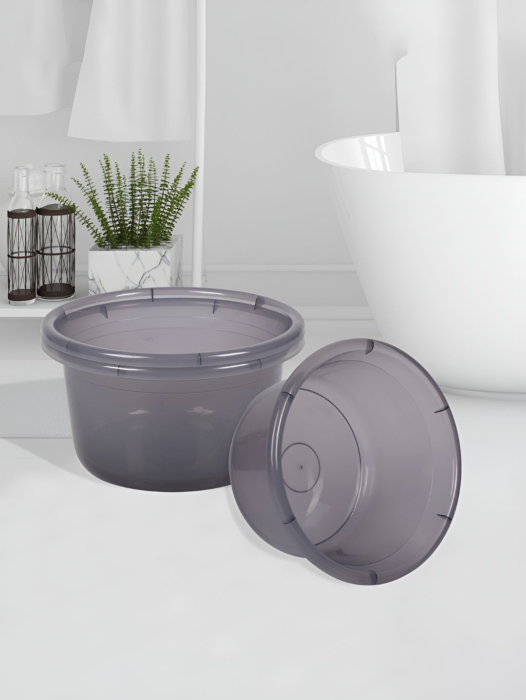 Kuber Industries Grey 3 Pieces Classic Bath Accessories Set