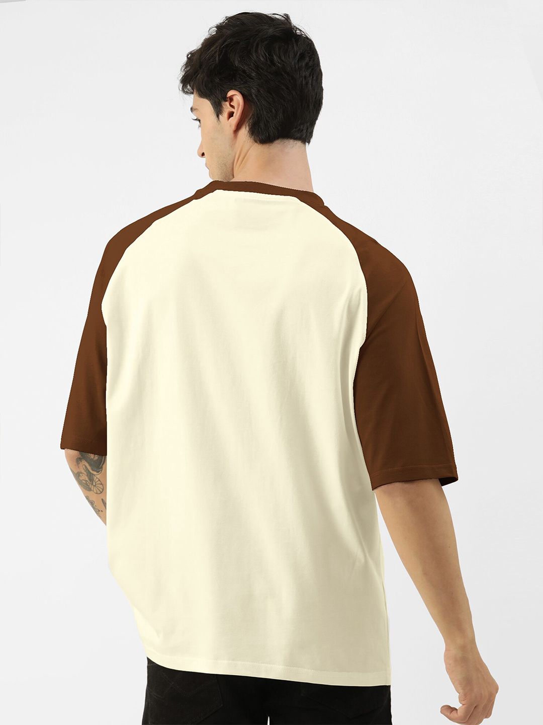 Buy Maniac Colourblocked Raglan Sleeves Cotton Oversized T-shirt