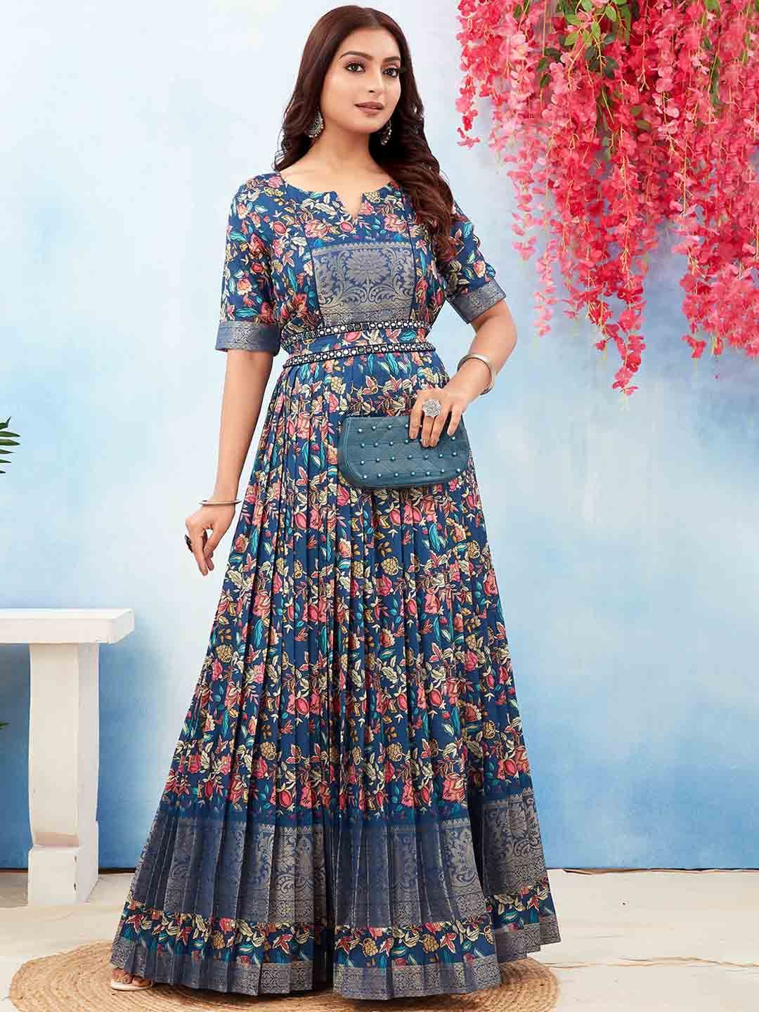 Buy ODD BY chansi TRENDZ Printed Pleated Silk Fit and Flare Maxi