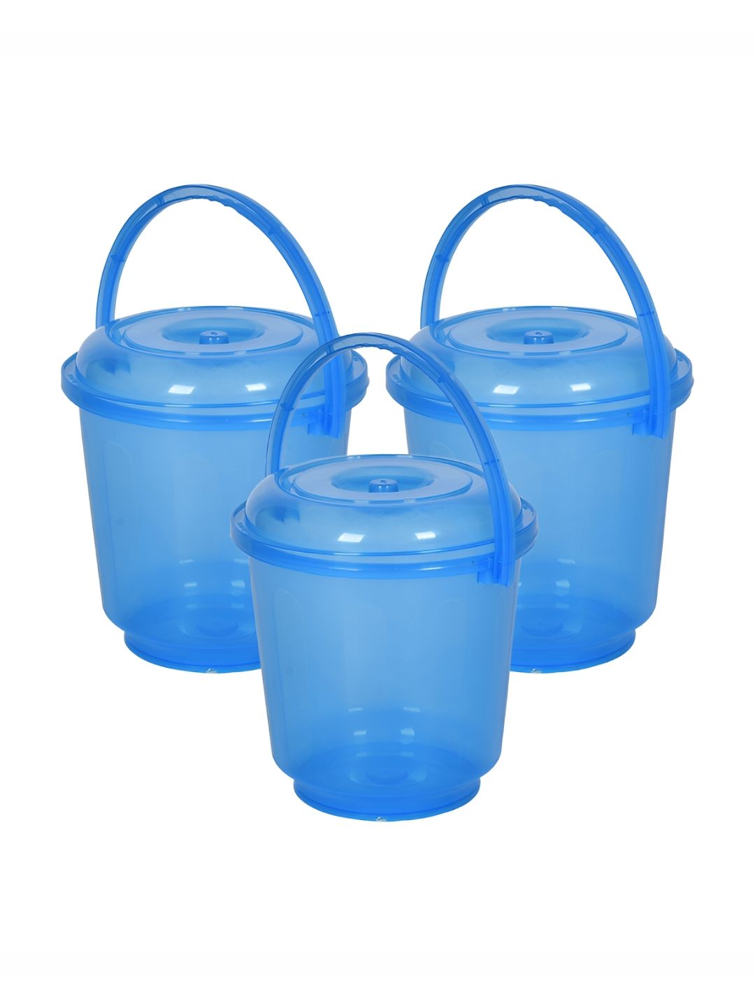 Kuber Industries Transparent 3 Pieces Solid Bathroom Bucket