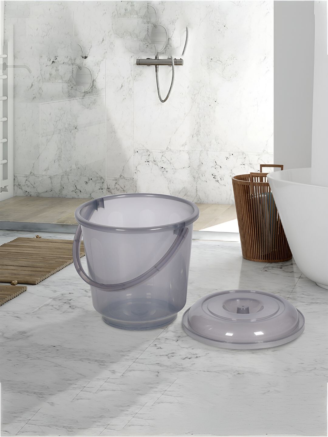 Kuber Industries Transparent & Grey 8 Pieces Classic Bath Accessories Set