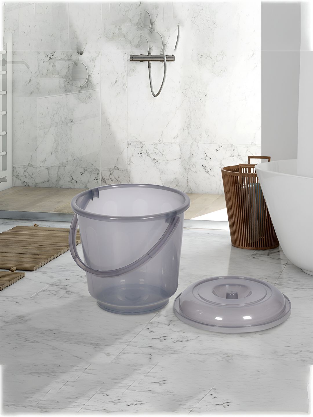 Kuber Industries Transparent & Grey 2 Pieces Bath Accessories Set