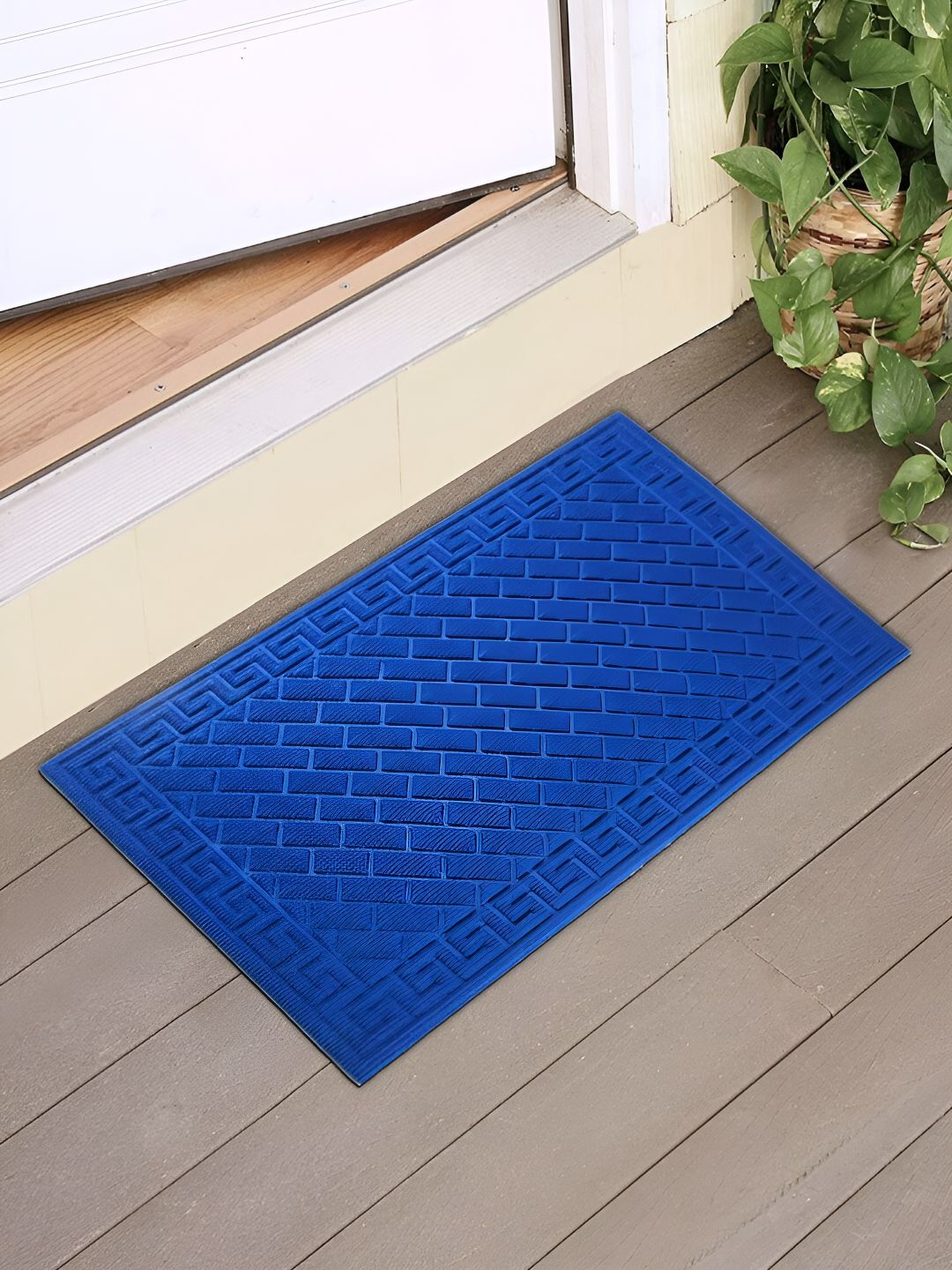 HOKIPO Blue Textured Anti-Skid Doormat