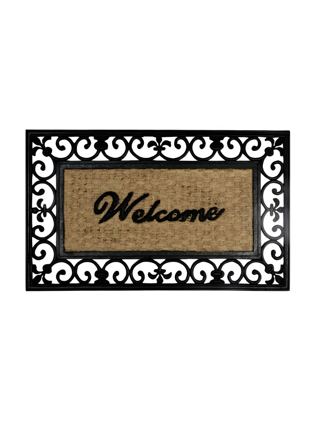 HOKIPO Brown & Black Textured Rectangle Shaped Anti-Skid Doormat