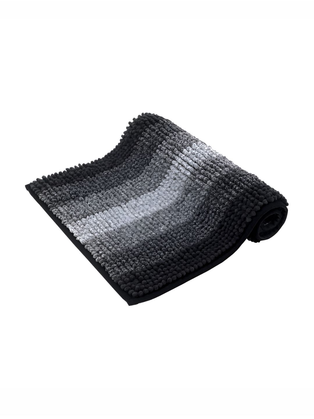 HOKIPO Grey & Black Striped 1000 GSM Microfibre Quick Dry Bath Rug