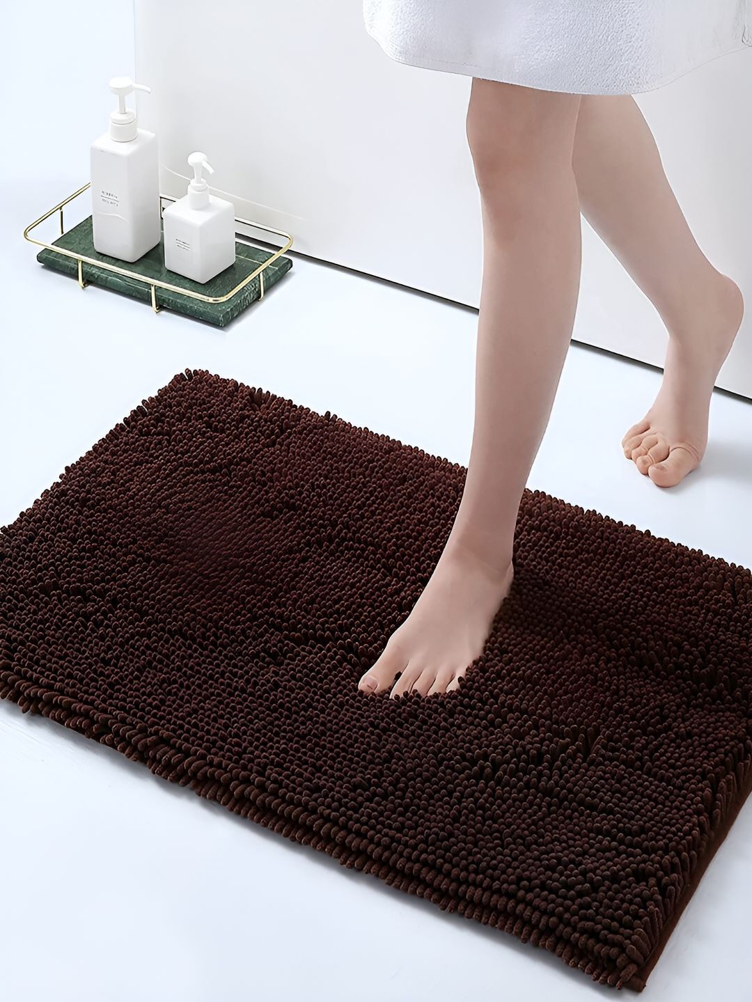 HOKIPO Brown Soft & Absorbent Chenille 1800GSM Bath Rug