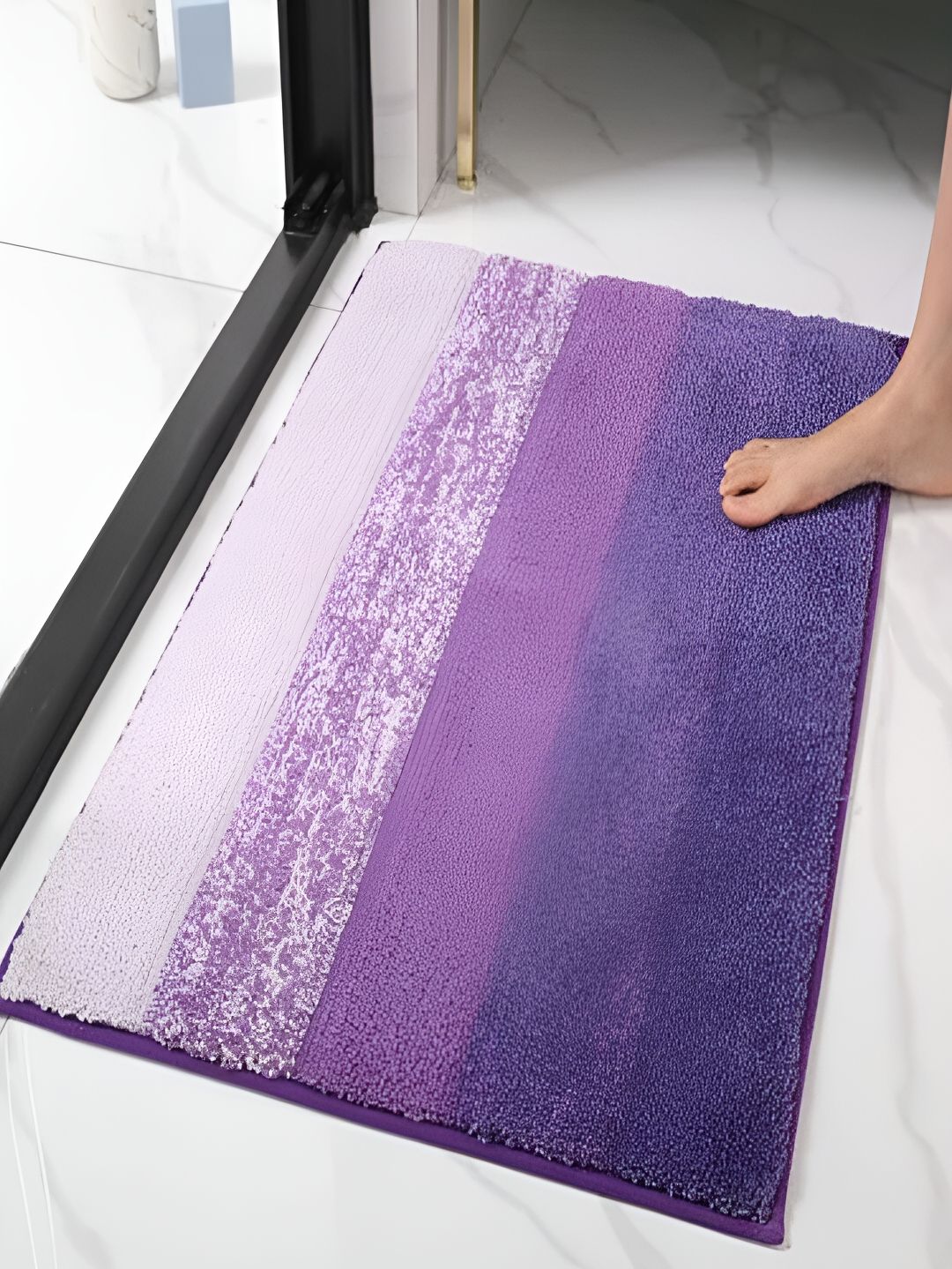 HOKIPO Purple & Blue Striped 1450 GSM Soft Bath Rug