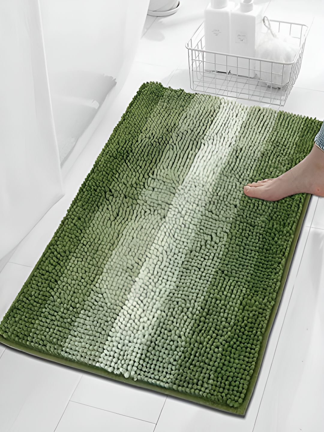 HOKIPO Green Large Soft 1000 GSM Microfiber Rectangular Bath Rug